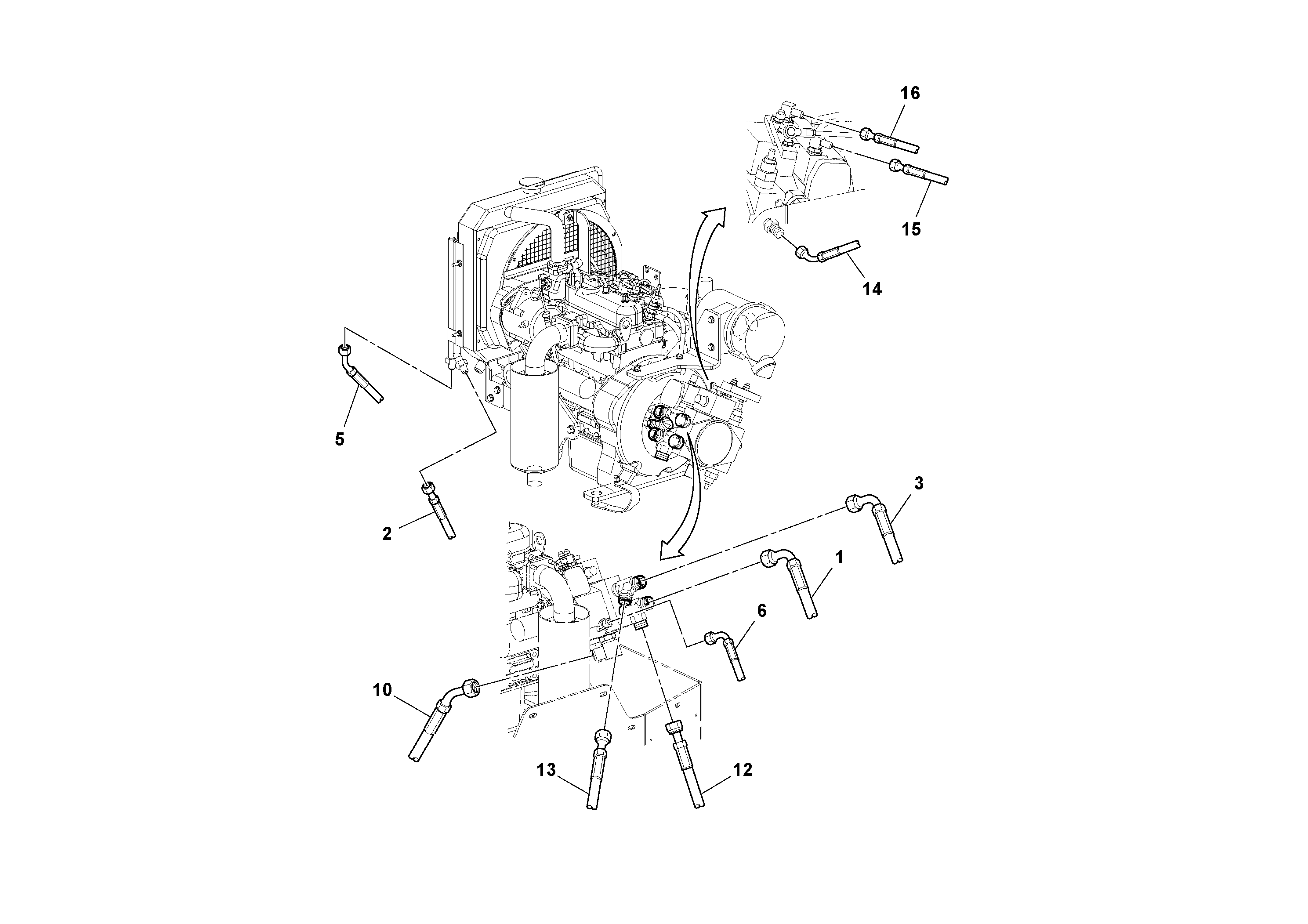 Схема запчастей Volvo DD14S/DD16 S/N 197600 - - 79963 Hydraulic Hoses/Tube Clamp Installation 