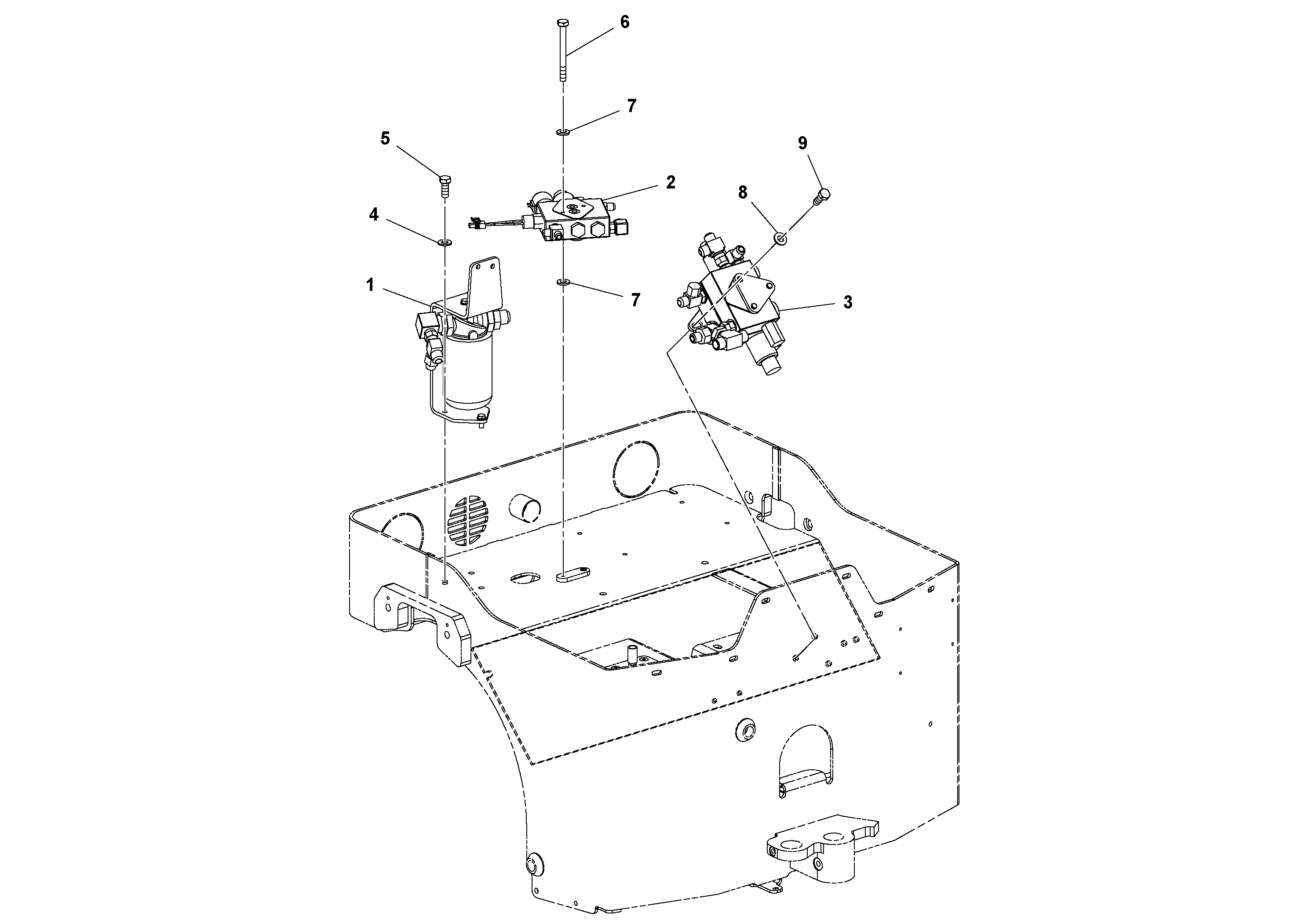 Схема запчастей Volvo DD14S/DD16 S/N 197600 - - 75022 Hydraulic Filter and Valves Installation 