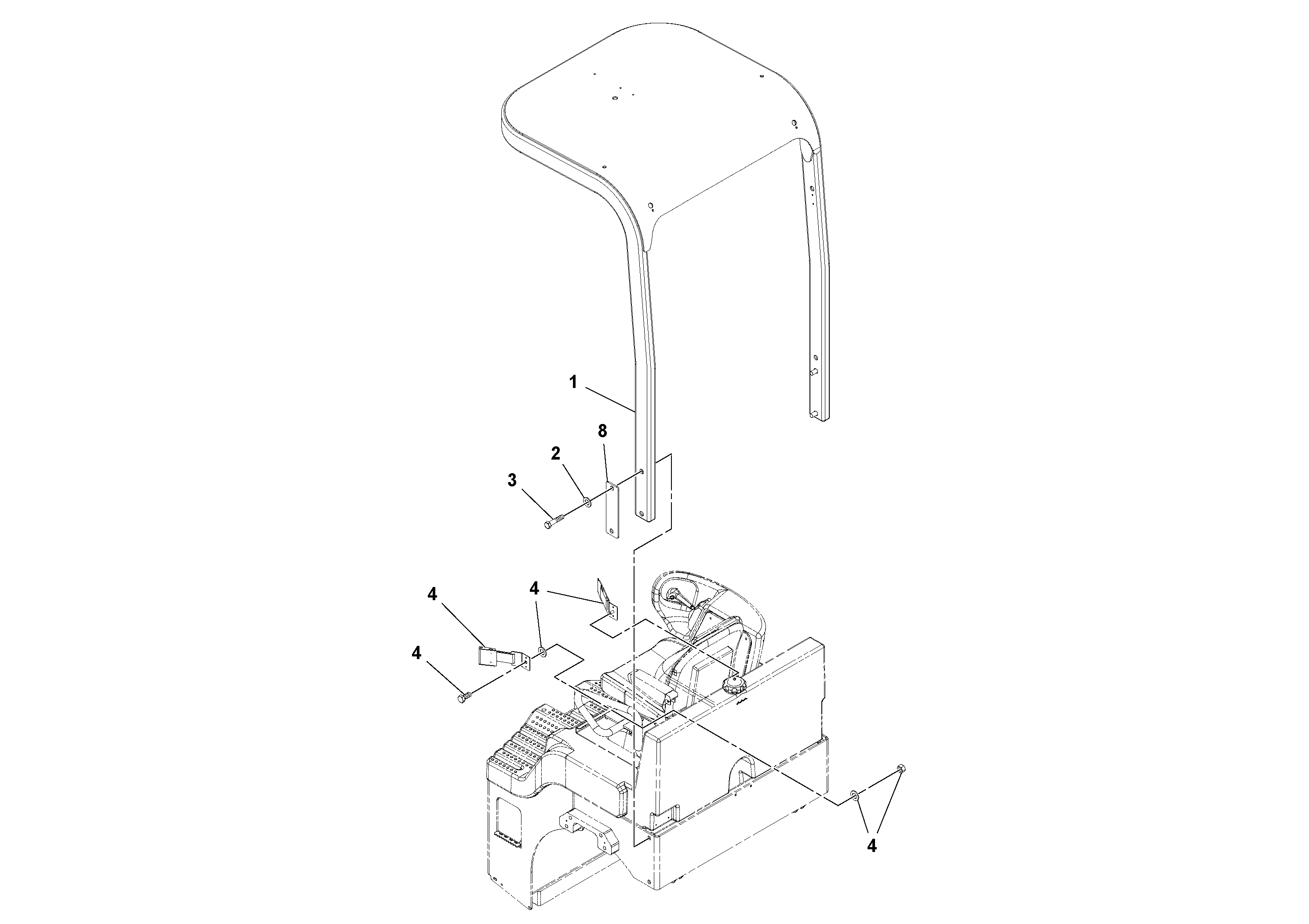 Схема запчастей Volvo CR24/CR30 S/N 197606 - - 27432 Canopy ROPS Installation 