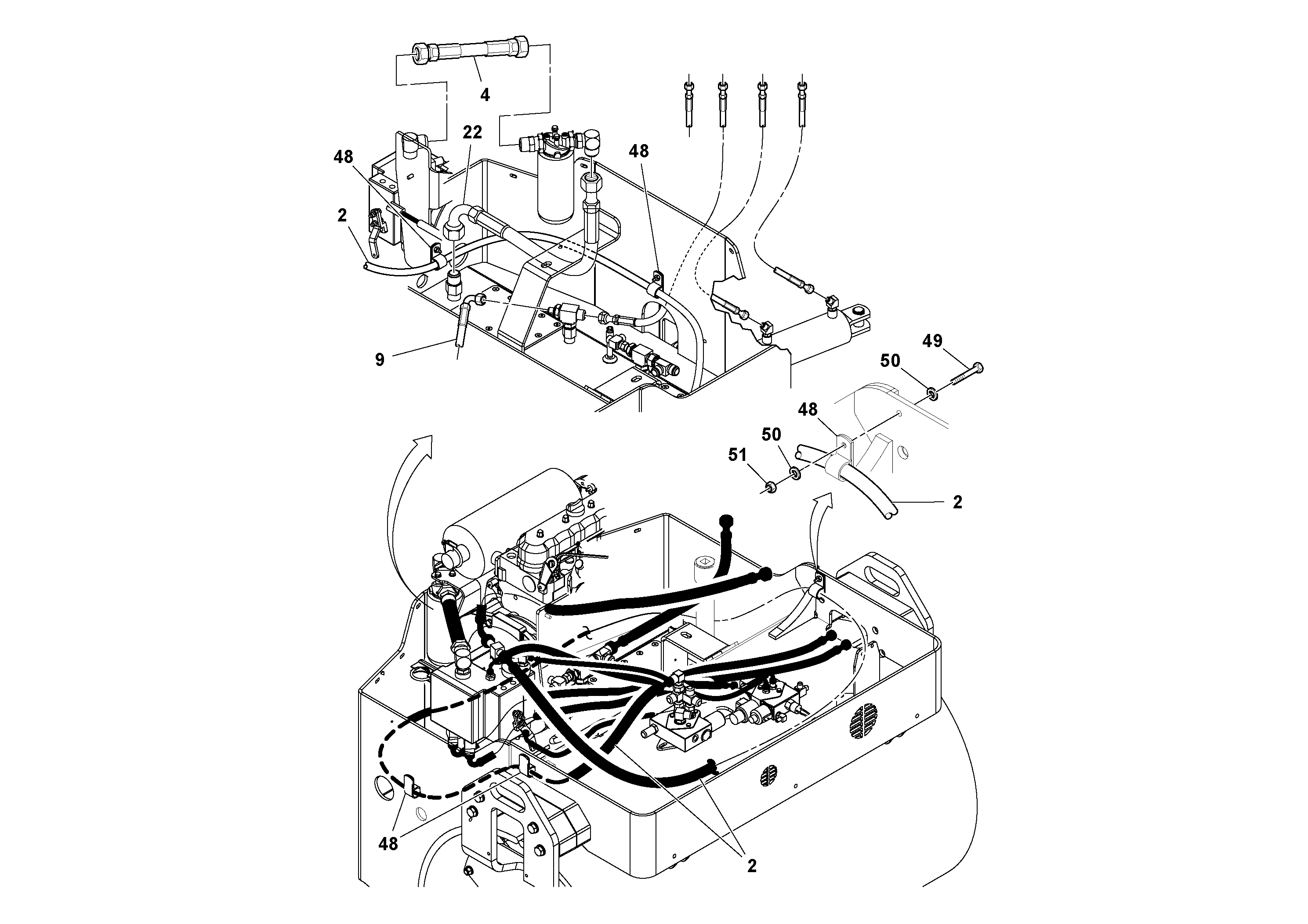 Схема запчастей Volvo CR24/CR30 S/N 197606 - - 33000 Hydraulic hoses/tube installation 
