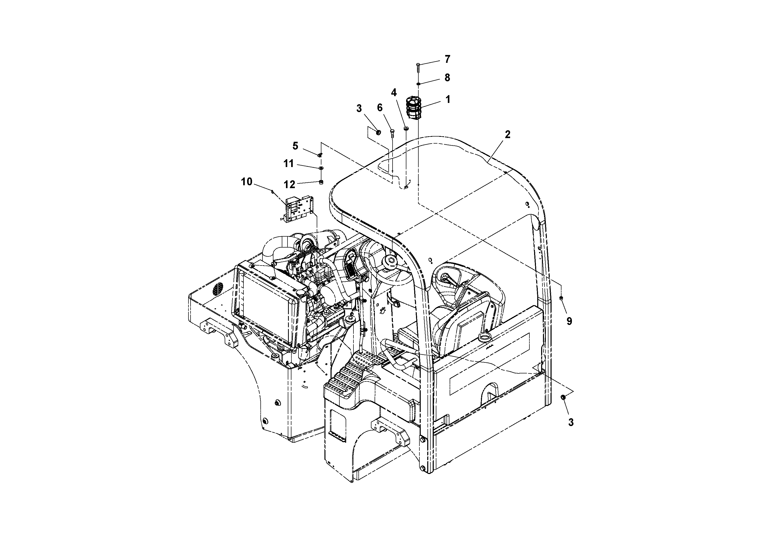 Схема запчастей Volvo DD29/DD30/DD31HF/DD38HF S/N 197592 - - 76795 Canopy ROPS rotating beacon Installation 