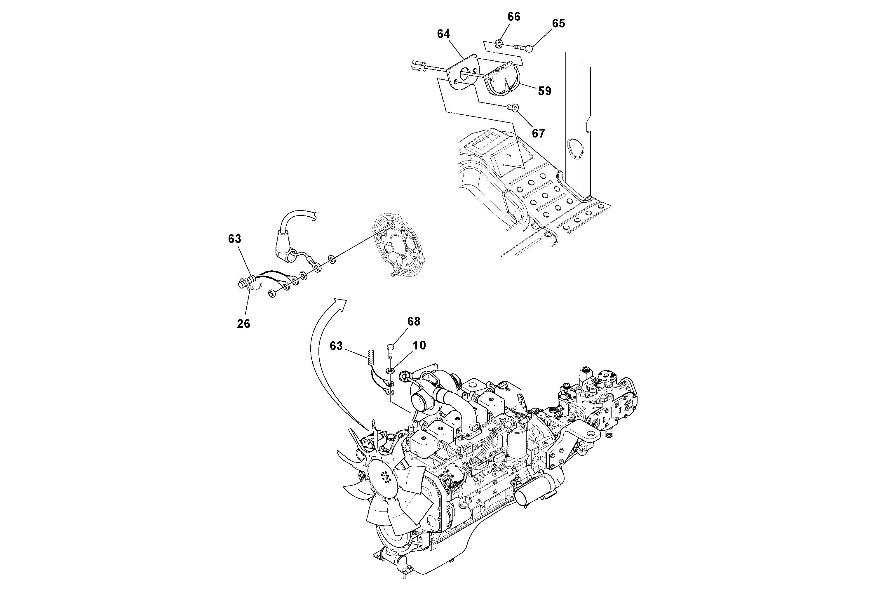 Схема запчастей Volvo DD112HF/DD118HF/HA/HFA S/N 197518 - - 59138 Electrical Installation 