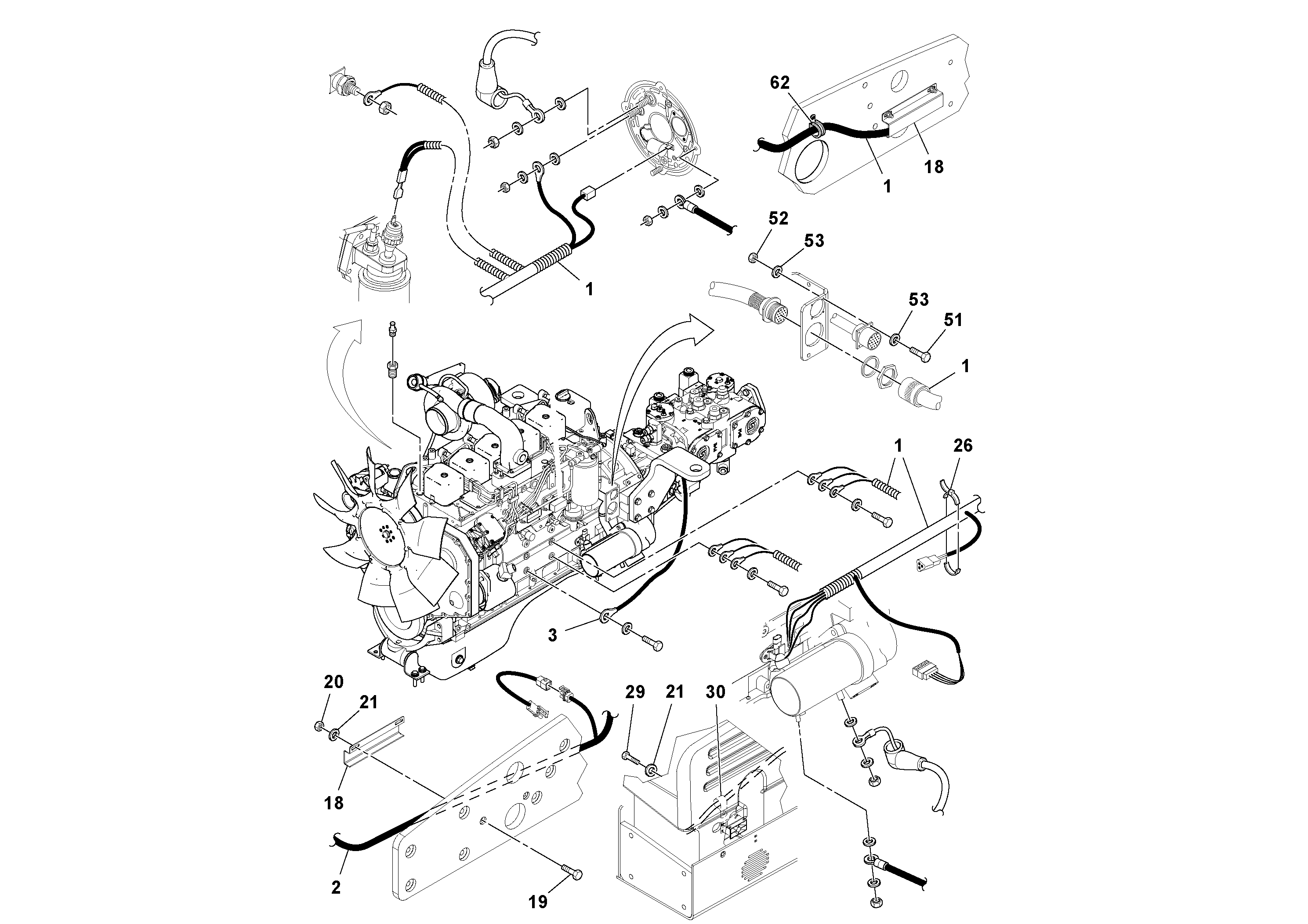 Схема запчастей Volvo DD112HF/DD118HF/HA/HFA S/N 197518 - - 59149 Electrical Installation 