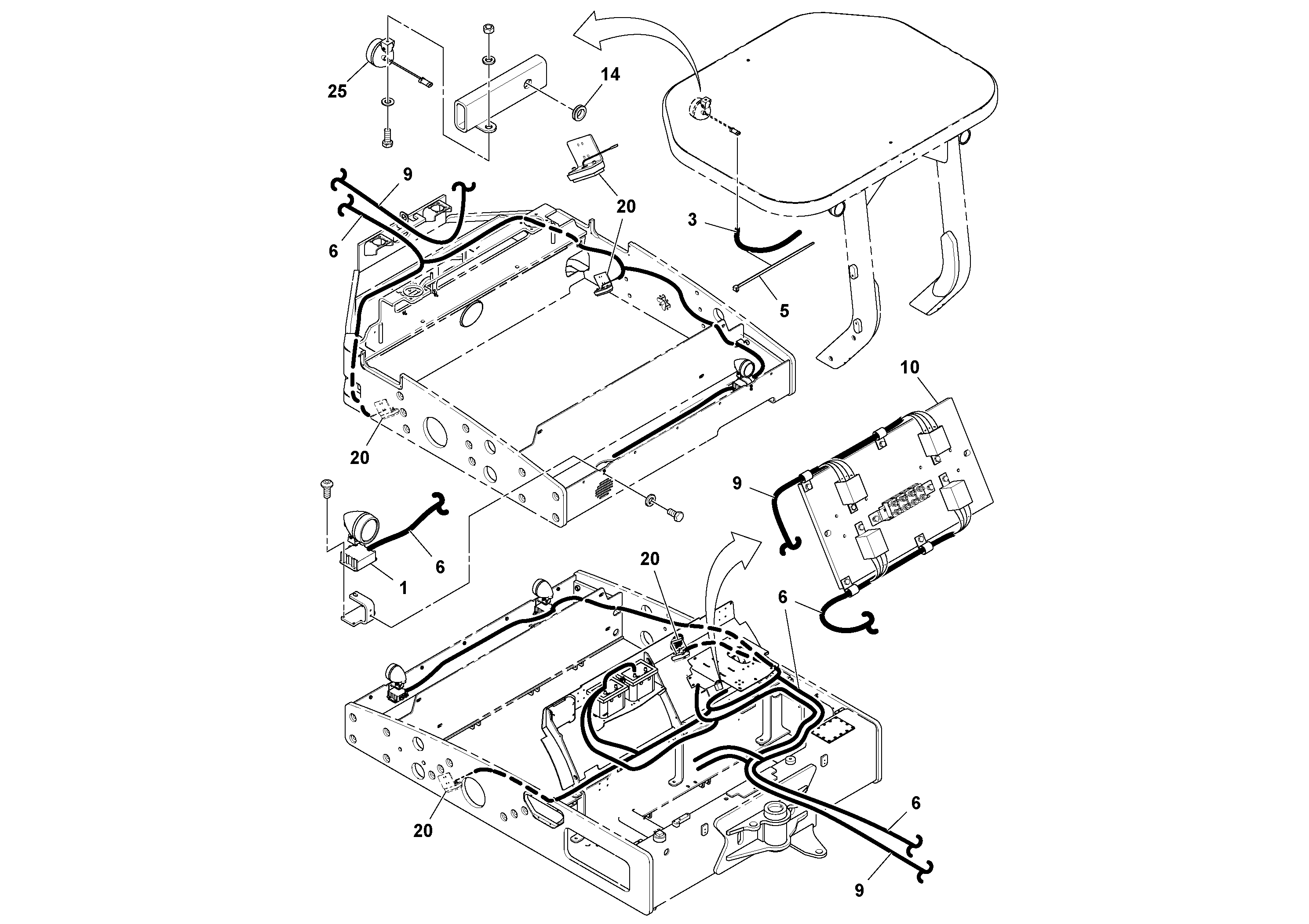 Схема запчастей Volvo DD112HF/DD118HF/HA/HFA S/N 197518 - - 61960 HID Light installation 