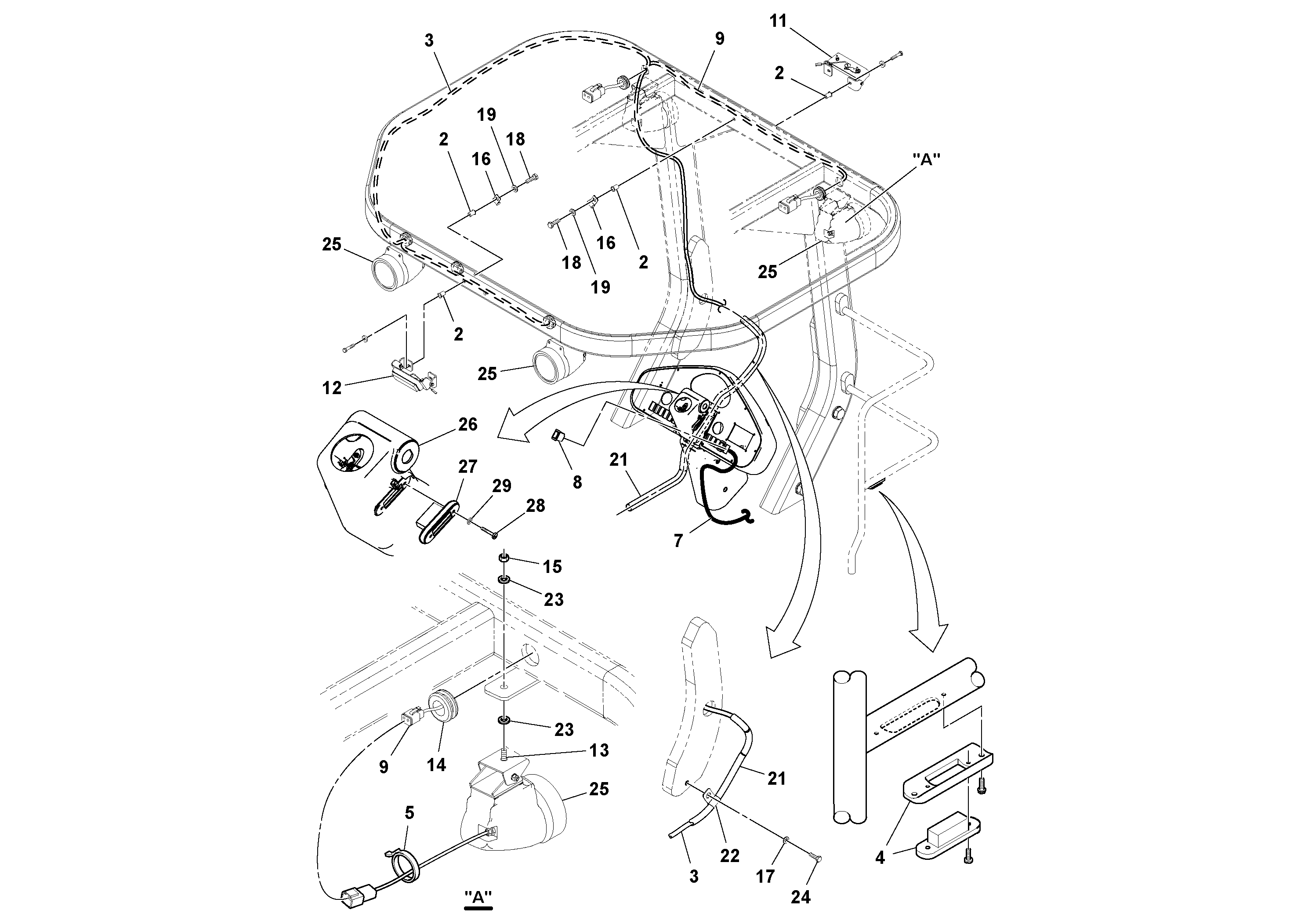 Схема запчастей Volvo DD112HF/DD118HF/HA/HFA S/N 197518 - - 61962 HID Light installation 