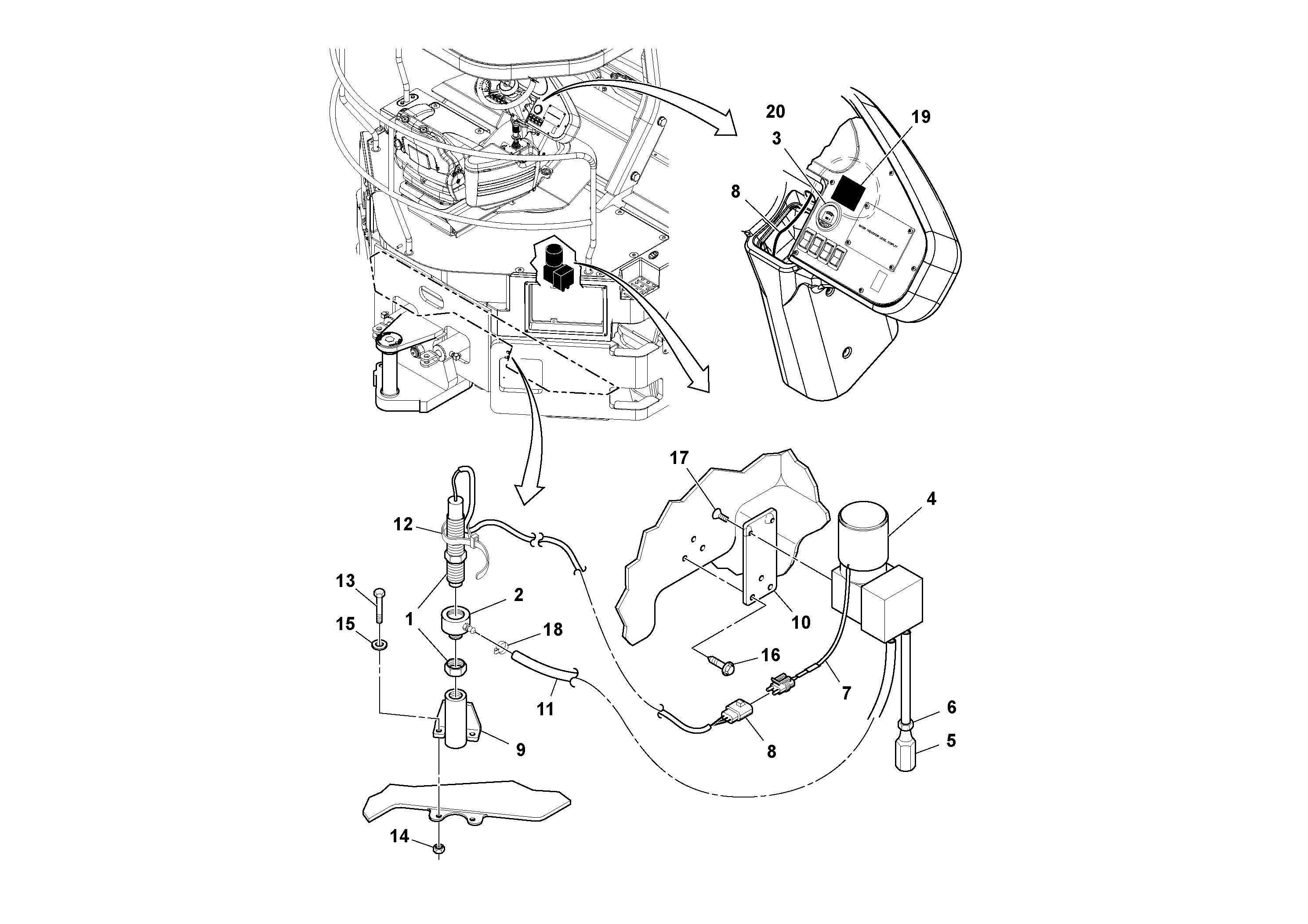 Схема запчастей Volvo DD112HF/DD118HF/HA/HFA S/N 197518 - - 61965 Infrared Temperature Installation 
