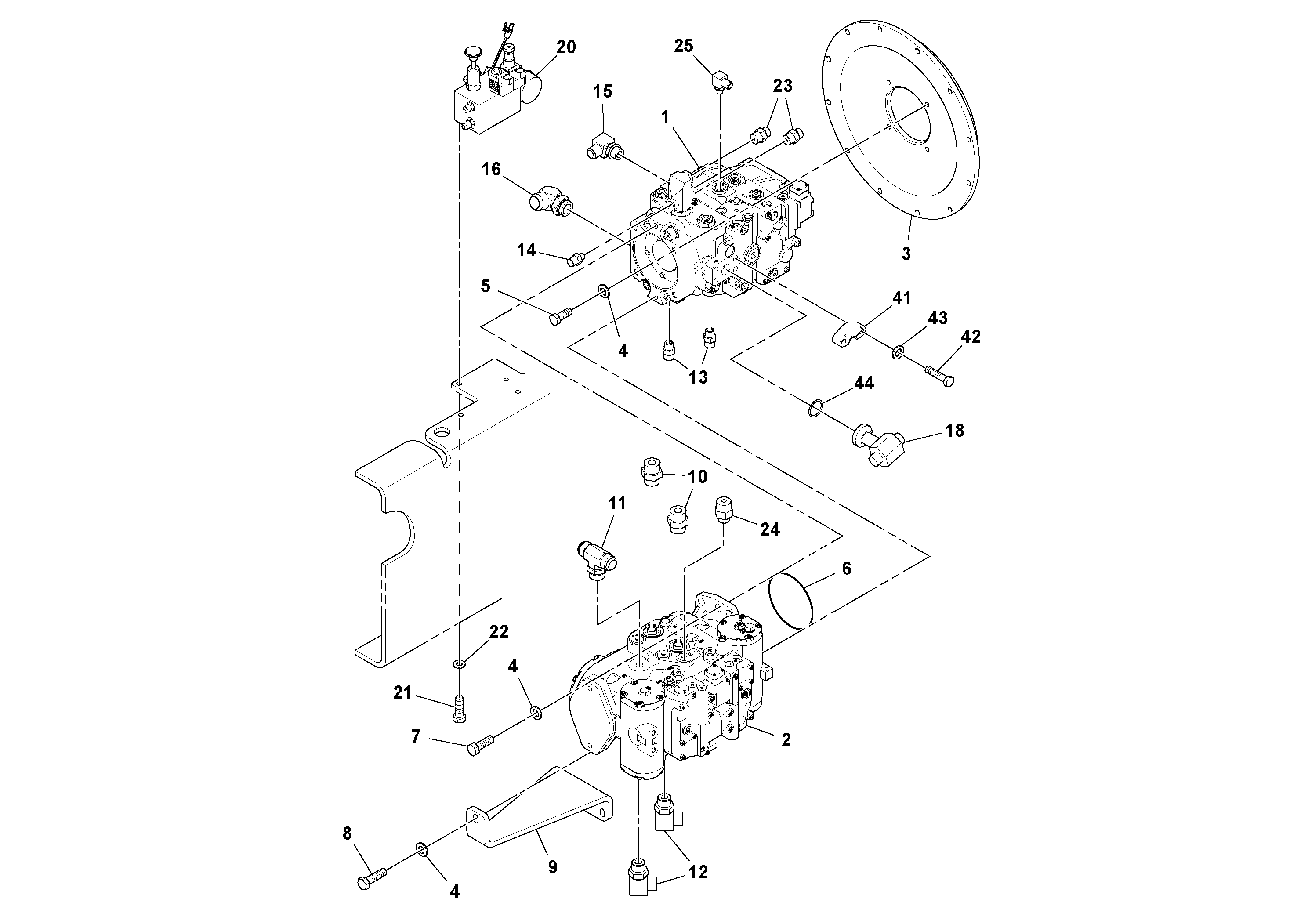 Схема запчастей Volvo DD112HF/DD118HF/HA/HFA S/N 197518 - - 106496 Pump Stack Assembly 