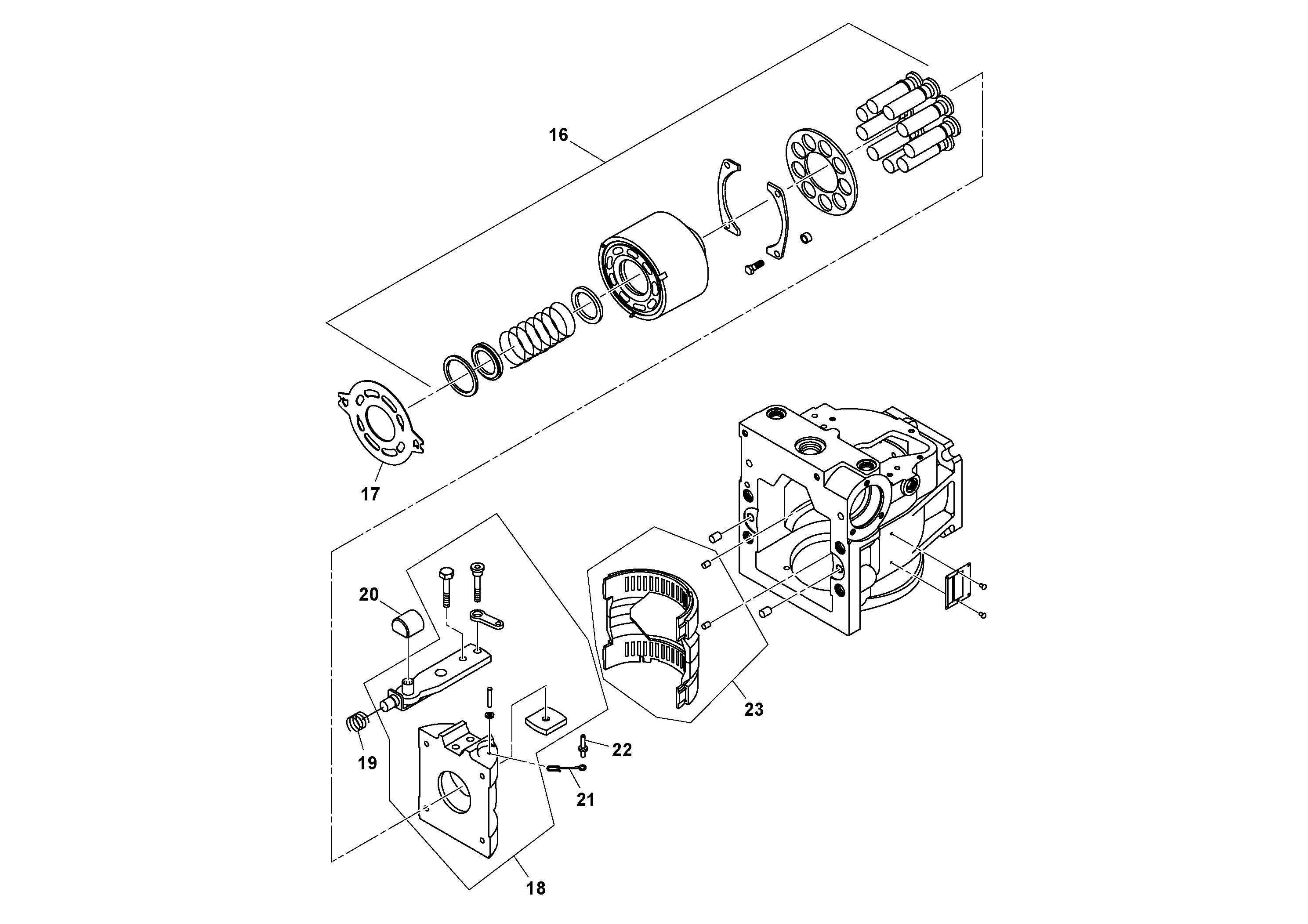 Схема запчастей Volvo DD112HF/DD118HF/HA/HFA S/N 197518 - - 13557 Propulsion Pump 