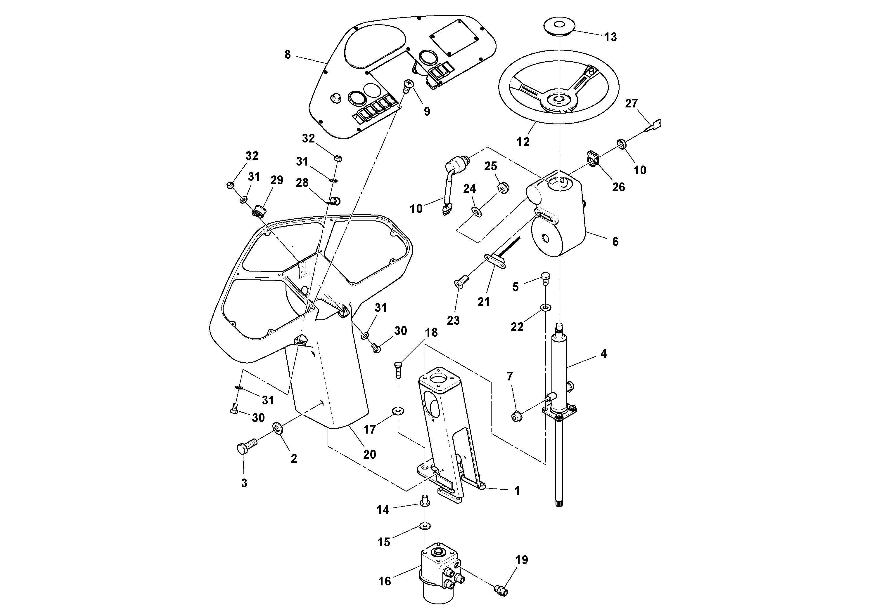 Схема запчастей Volvo DD112HF/DD118HF/HA/HFA S/N 197518 - - 57753 Pedestal Assembly 