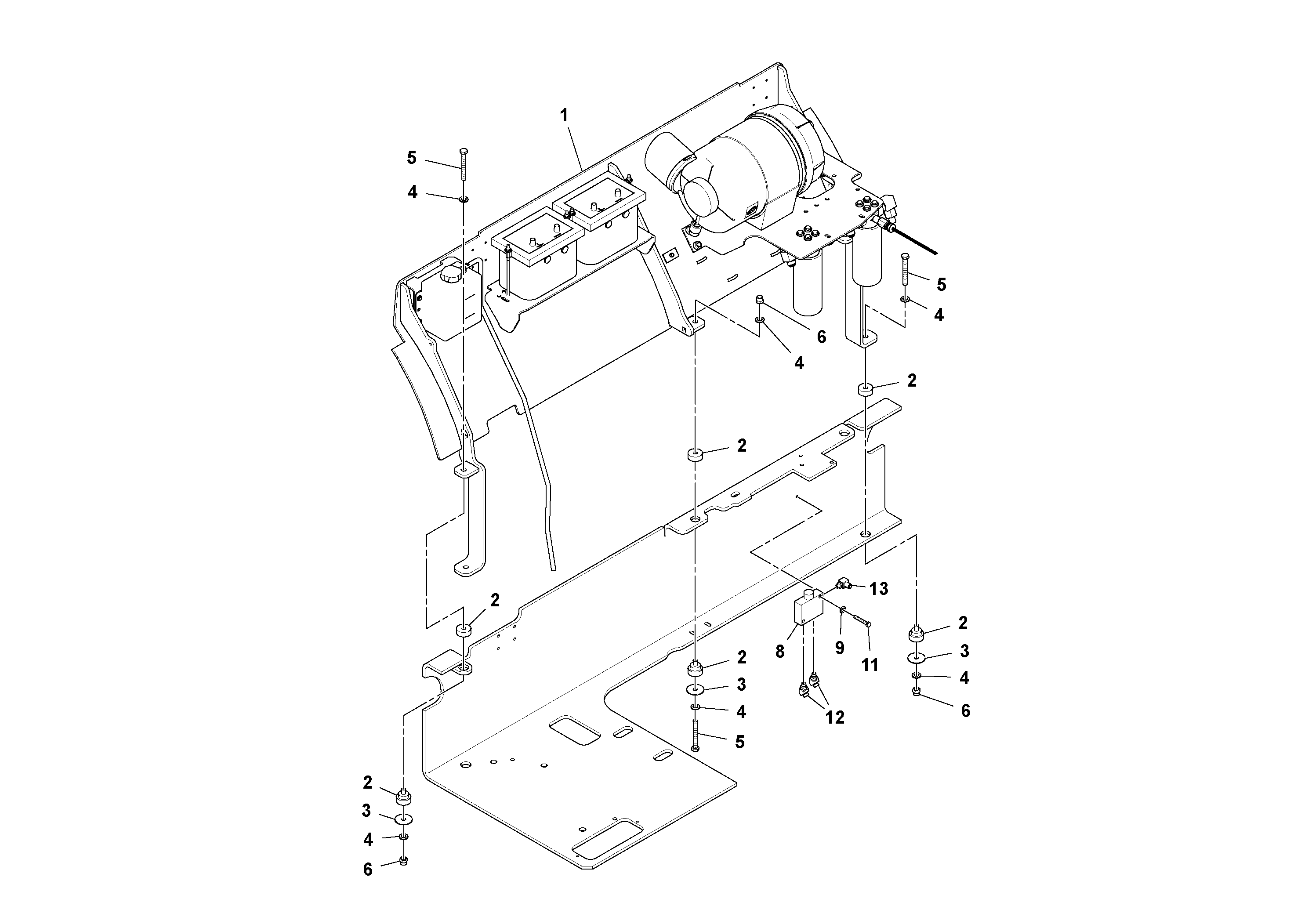 Схема запчастей Volvo DD112HF/DD118HF/HA/HFA S/N 197518 - - 99994 Drum Skirt Assembly And Valve Installaton 