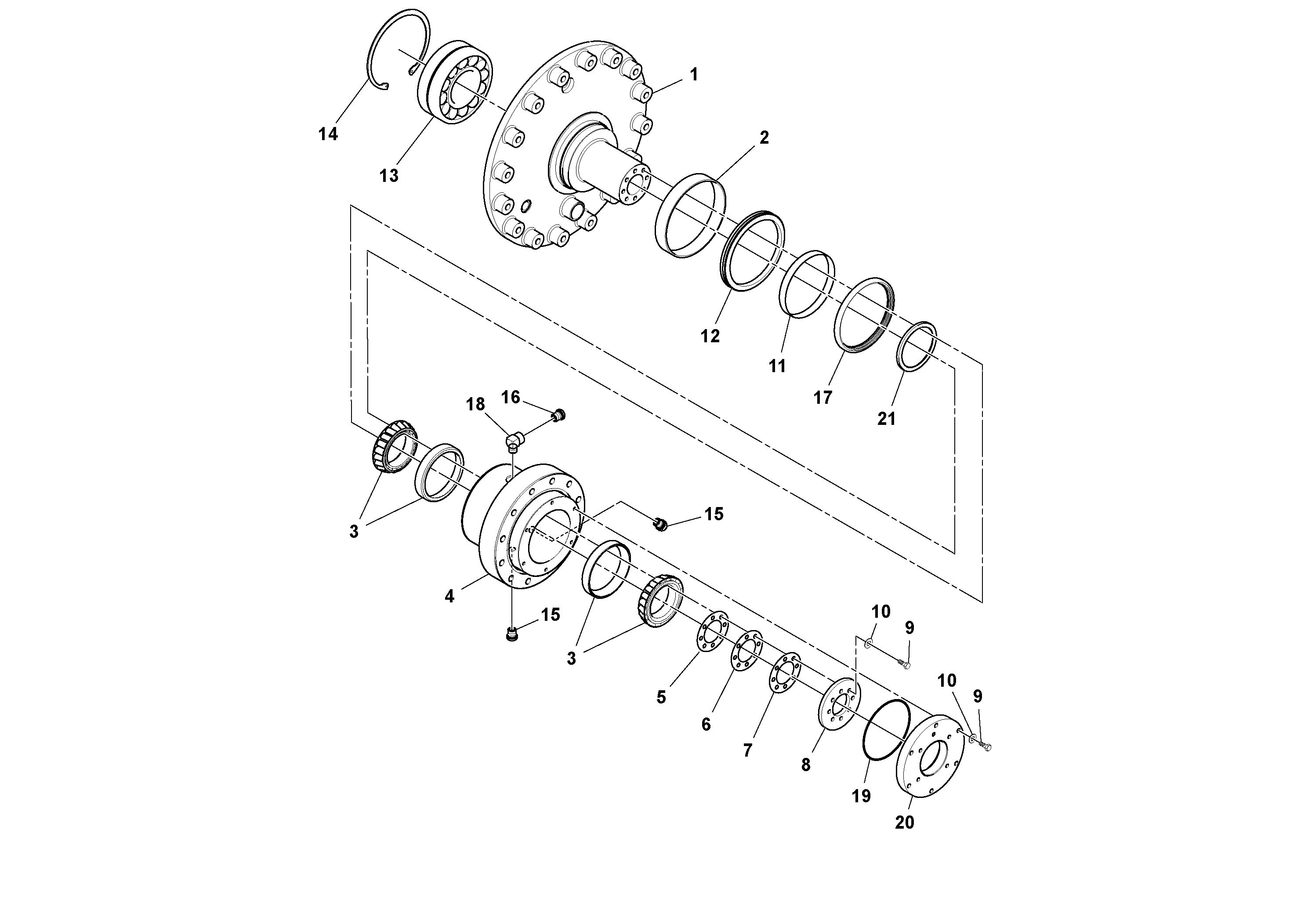 Схема запчастей Volvo DD112HF/DD118HF/HA/HFA S/N 197518 - - 28715 Bearing Housing Assembly 