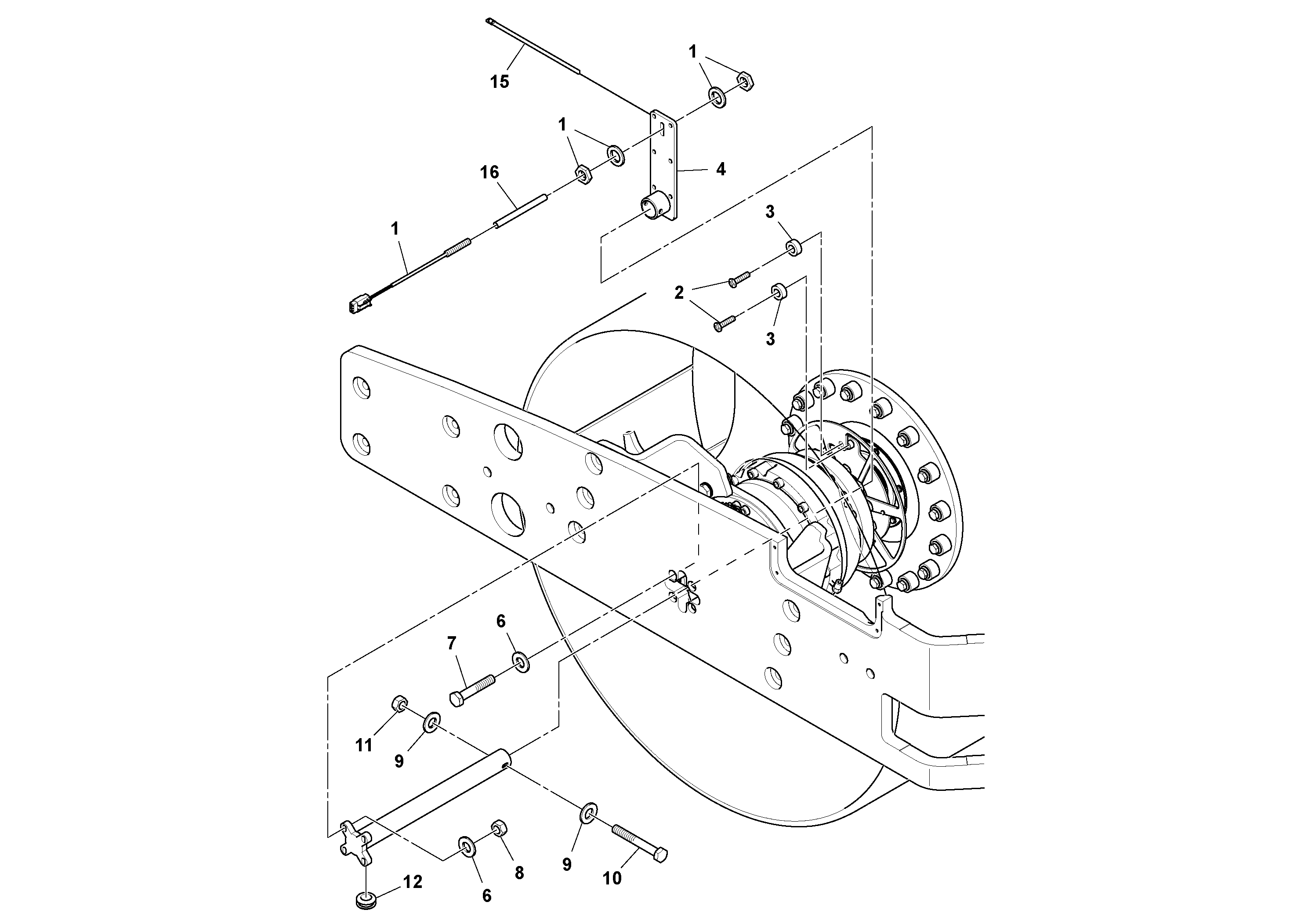 Схема запчастей Volvo DD112HF/DD118HF/HA/HFA S/N 197518 - - 29184 Amplitude Sensor Installation 