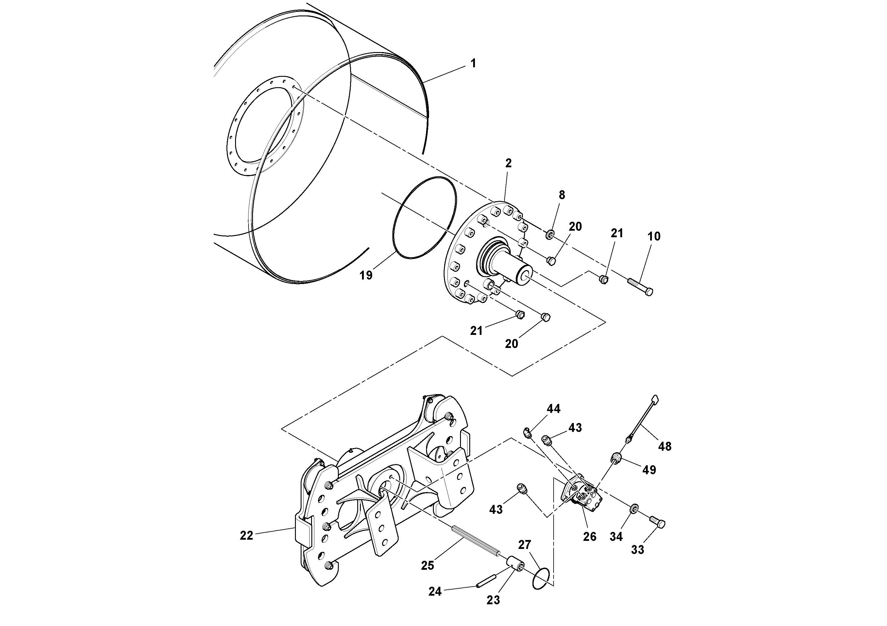 Схема запчастей Volvo DD112HF/DD118HF/HA/HFA S/N 197518 - - 42786 Drum Assembly 