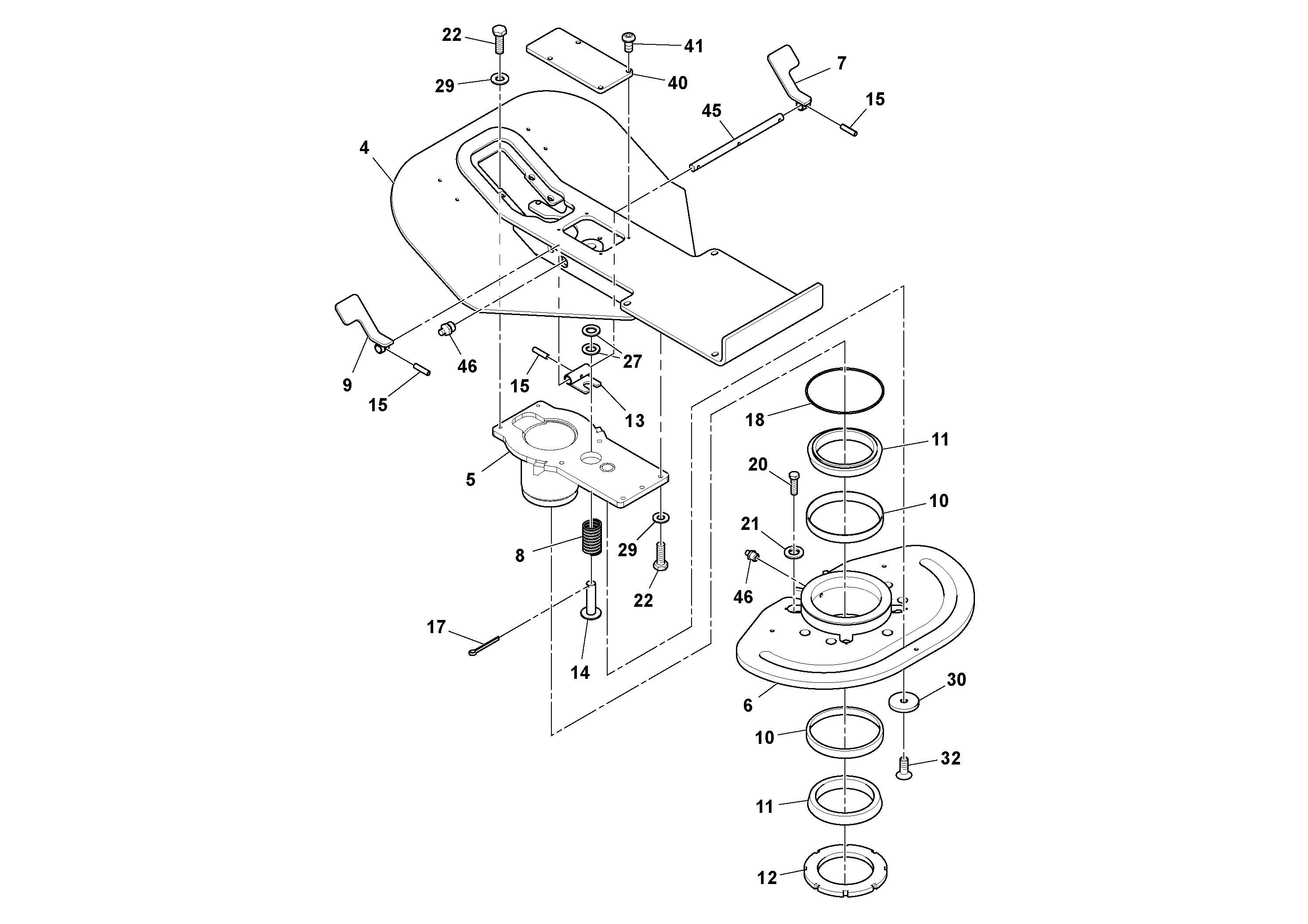 Схема запчастей Volvo DD112HF/DD118HF/HA/HFA S/N 197518 - - 106035 Operators Platform Assembly 