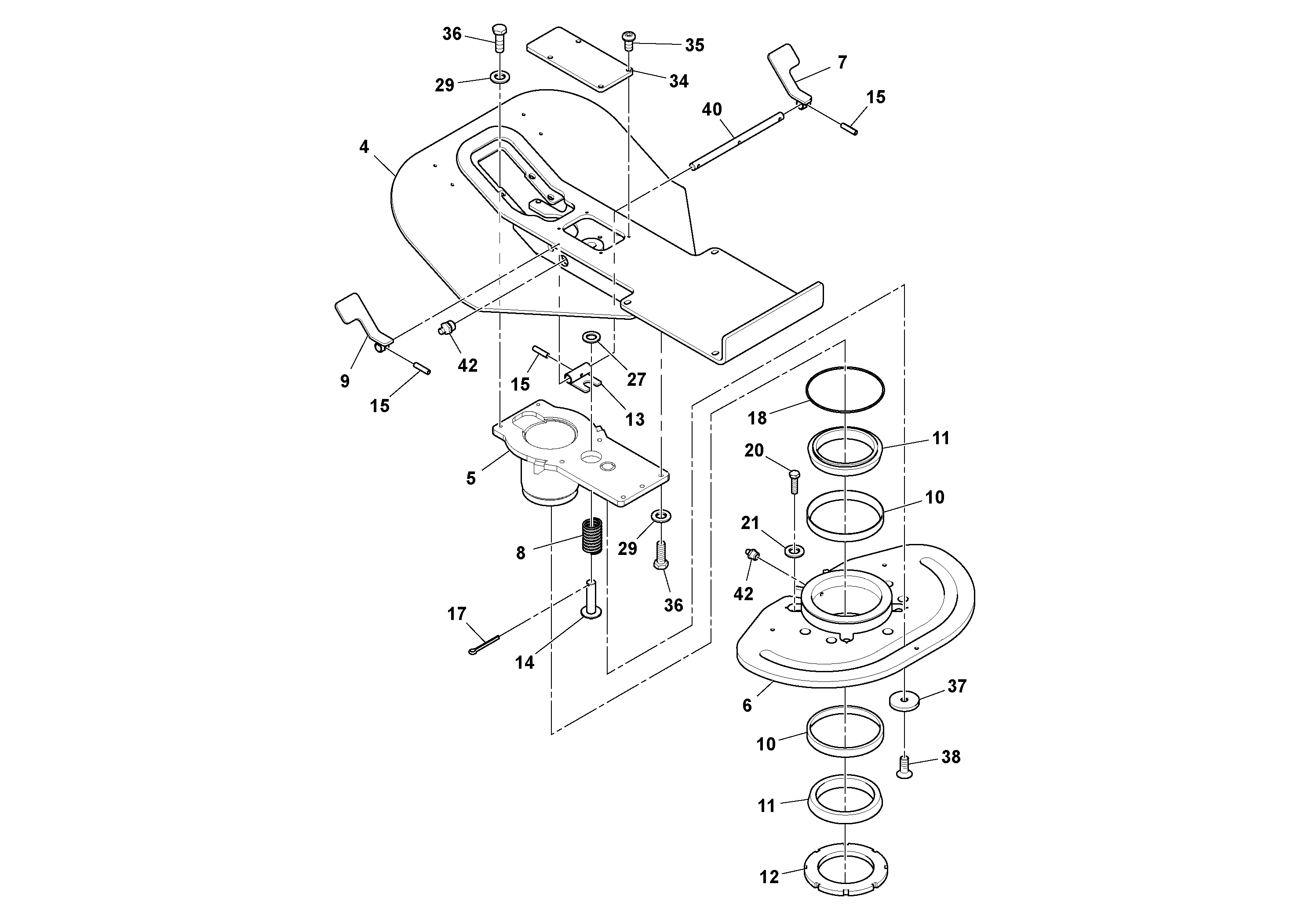 Схема запчастей Volvo DD112HF/DD118HF/HA/HFA S/N 197518 - - 106294 Operators Platform Assembly 