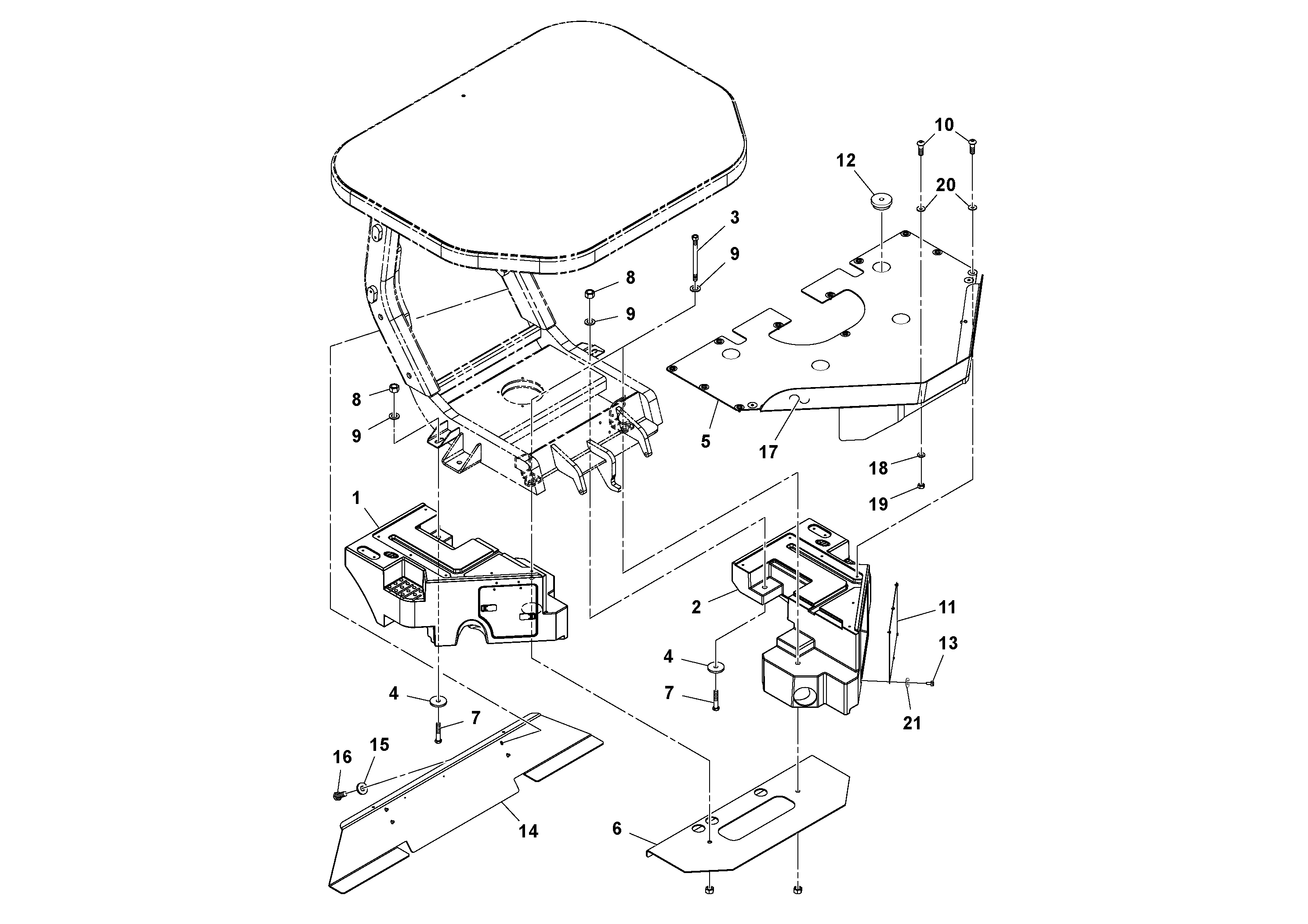 Схема запчастей Volvo DD112HF/DD118HF/HA/HFA S/N 197518 - - 60169 Deck Installation 