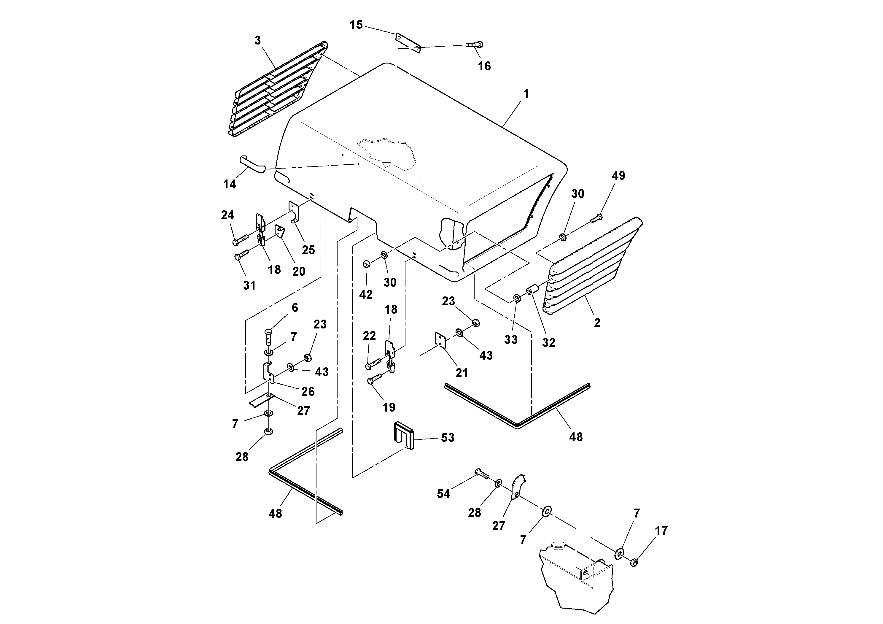 Схема запчастей Volvo DD112HF/DD118HF/HA/HFA S/N 197518 - - 60423 Hood Installation 