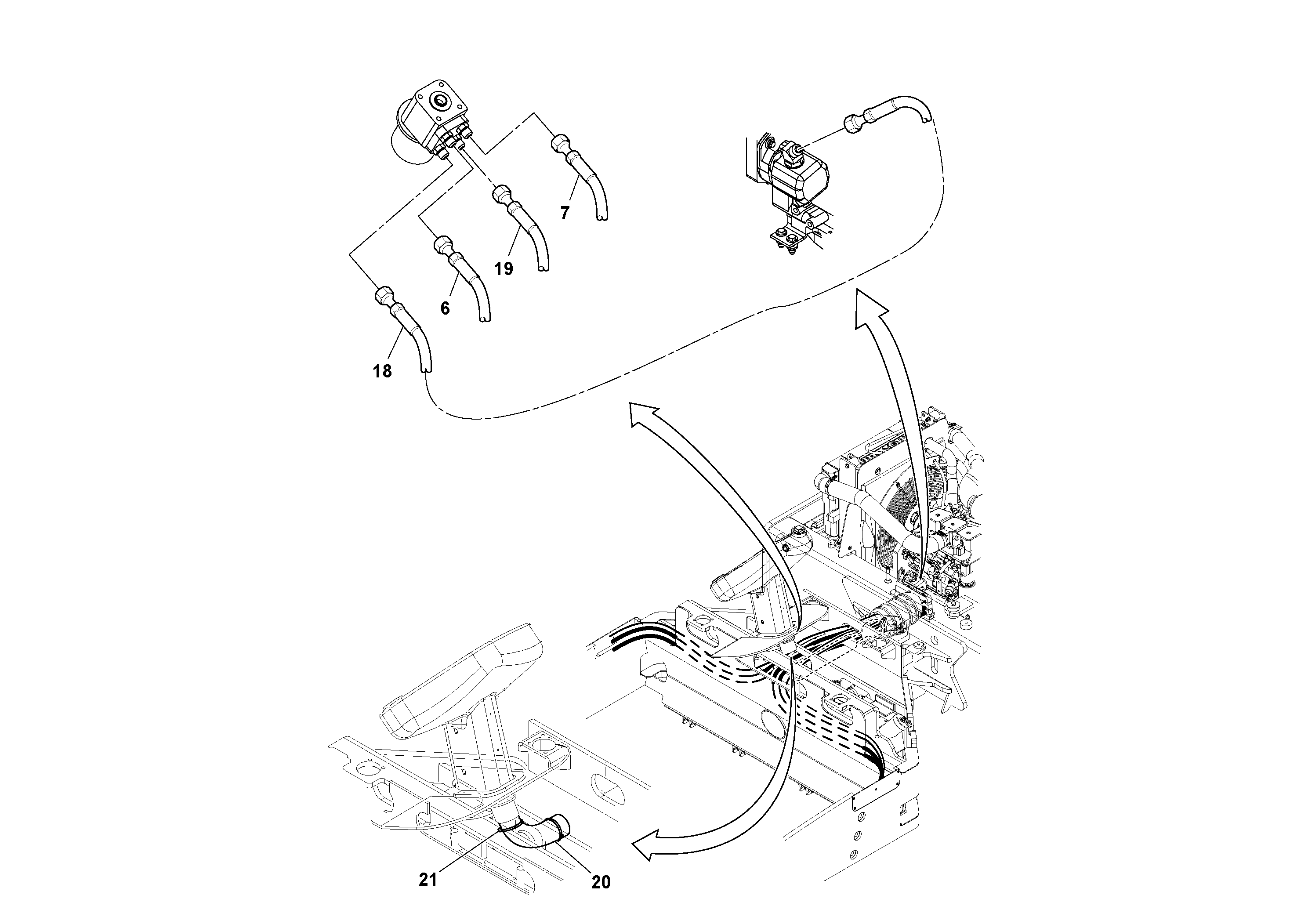 Схема запчастей Volvo DD112HF/DD118HF/HA/HFA S/N 197518 - - 60550 Front Hose Installation 