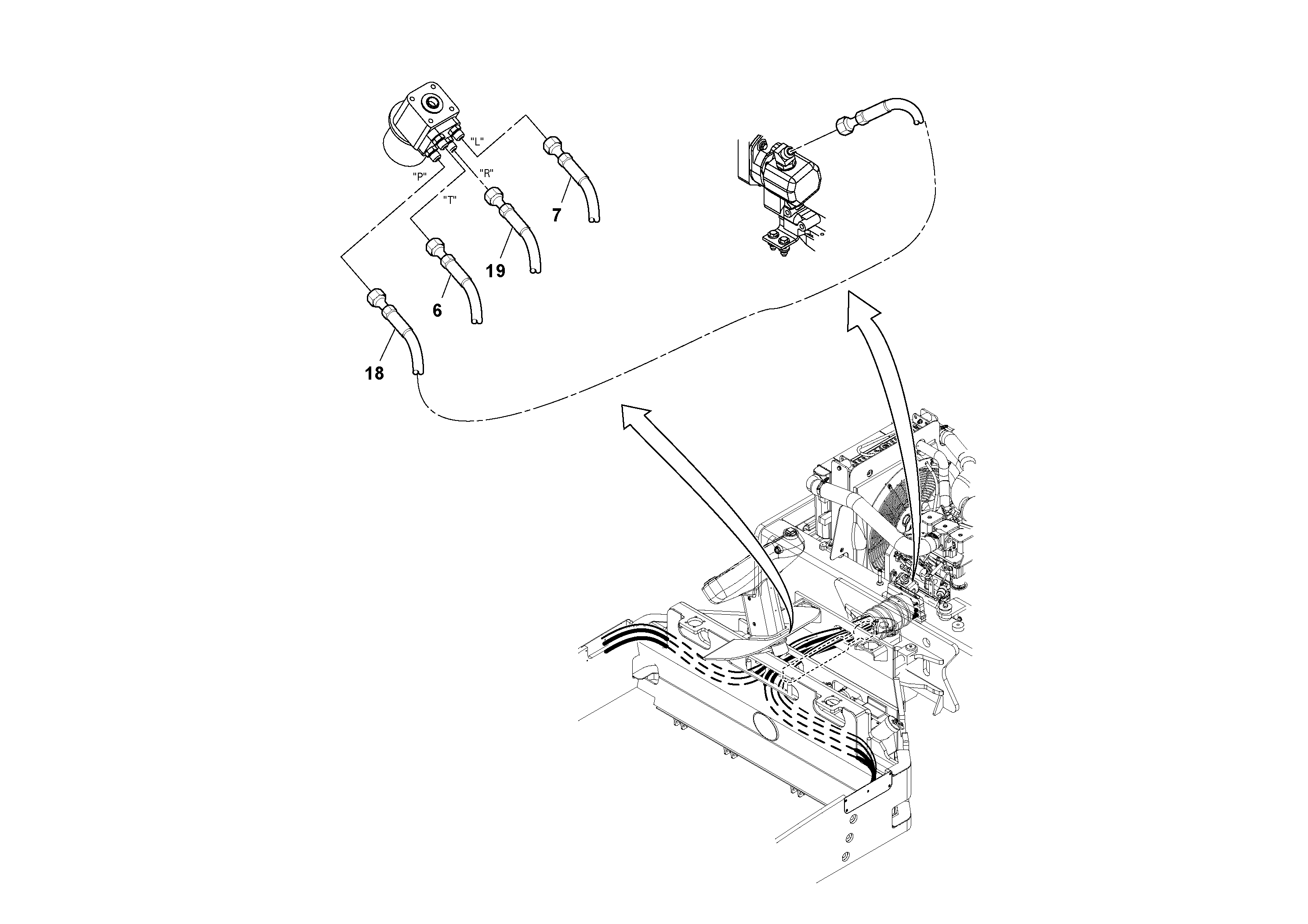 Схема запчастей Volvo DD112HF/DD118HF/HA/HFA S/N 197518 - - 60554 Front Hose Installation 