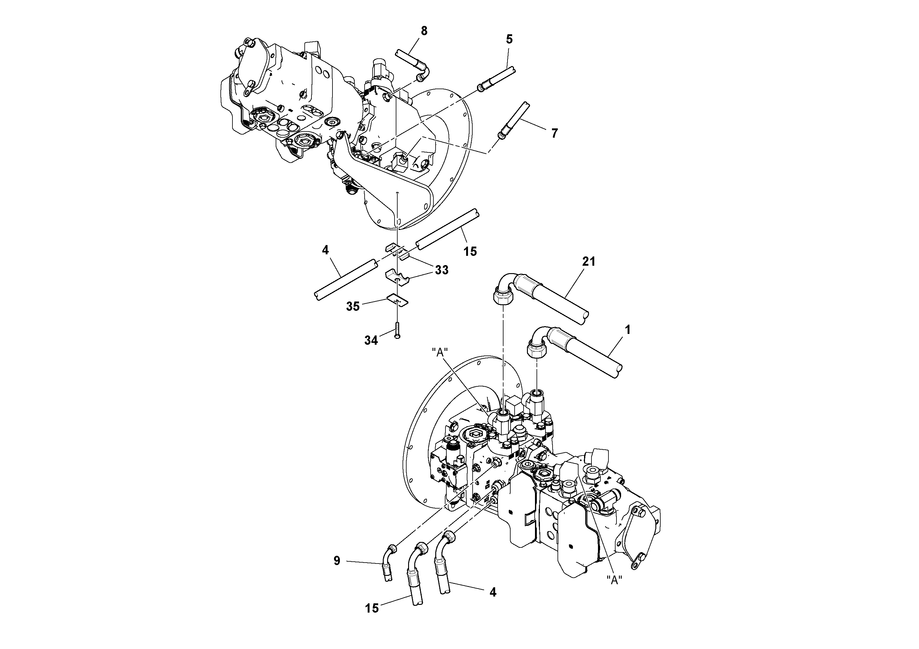 Схема запчастей Volvo DD112HF/DD118HF/HA/HFA S/N 197518 - - 61437 Rear Hose Installation 