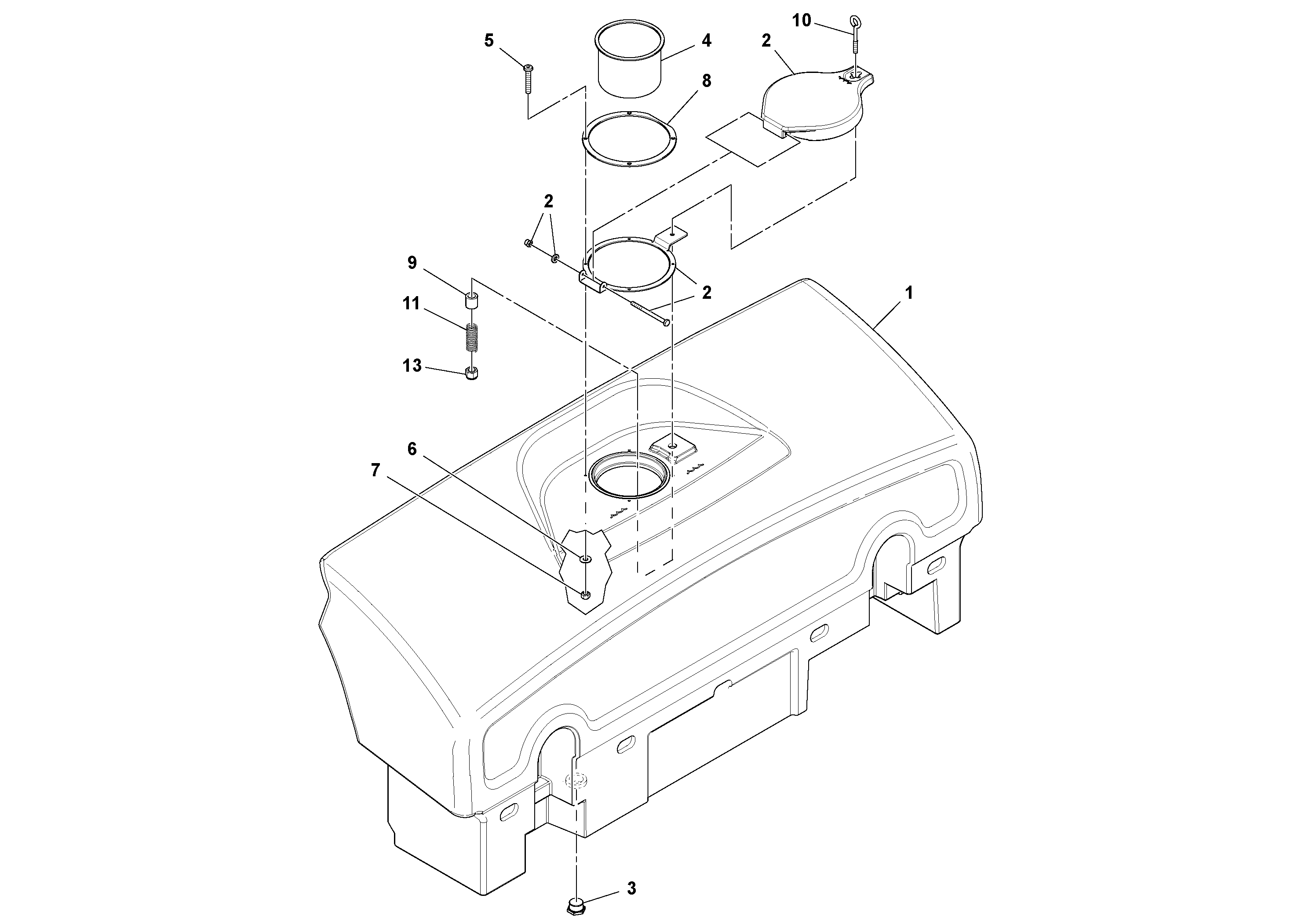 Схема запчастей Volvo DD112HF/DD118HF/HA/HFA S/N 197518 - - 57929 Water Tank 