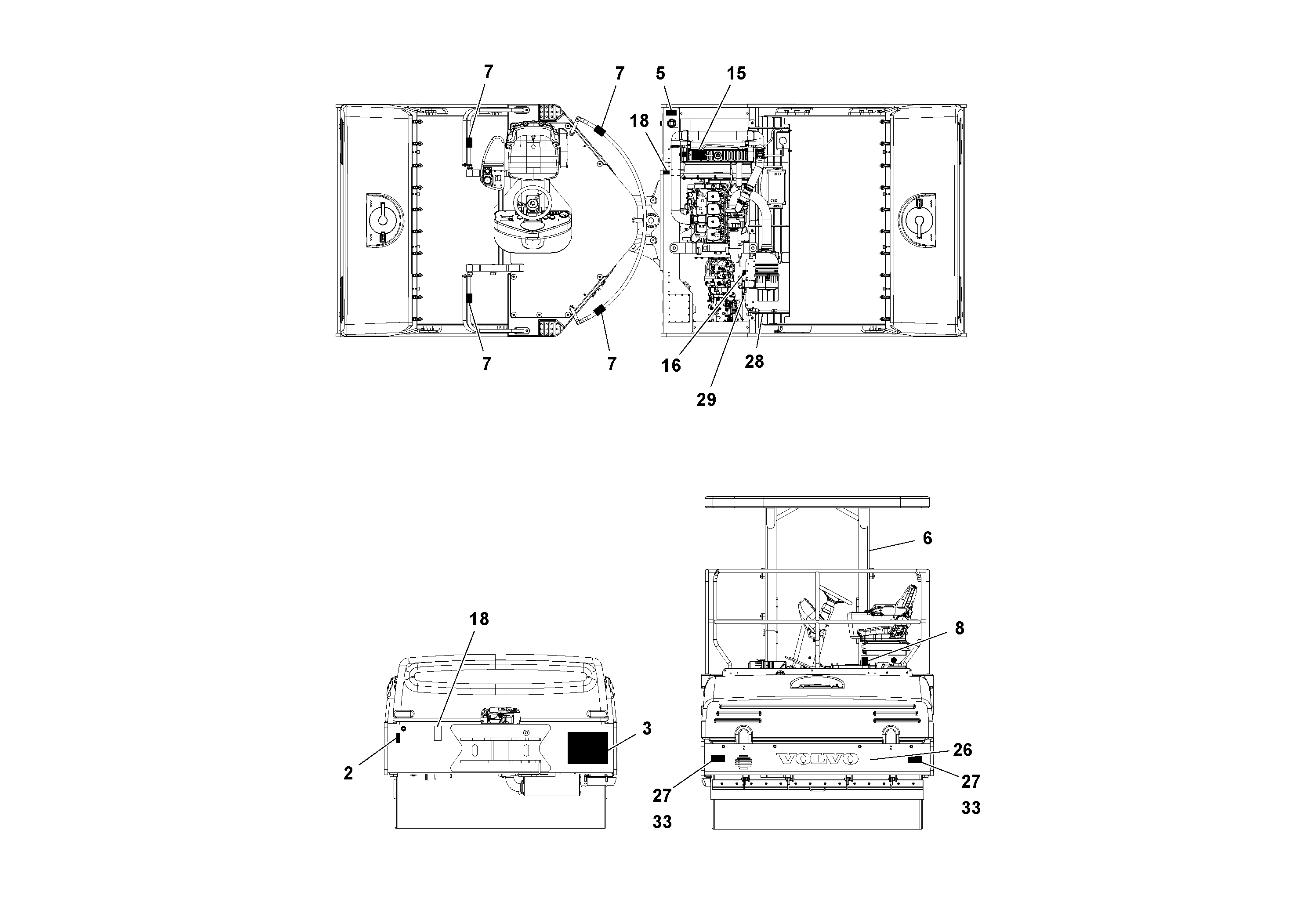 Схема запчастей Volvo DD112HF/DD118HF/HA/HFA S/N 197518 - - 63785 Decal Installation 