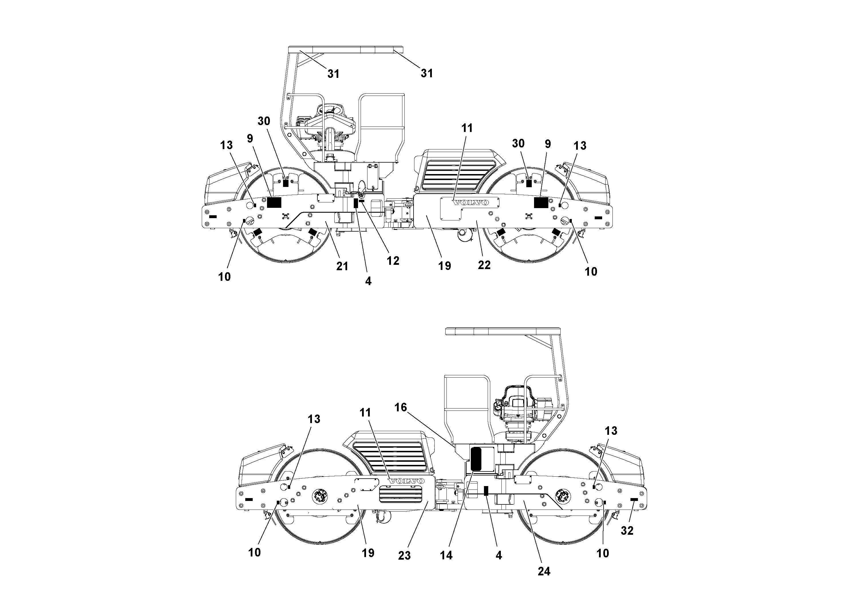 Схема запчастей Volvo DD112HF/DD118HF/HA/HFA S/N 197518 - - 67407 Decal Installation 