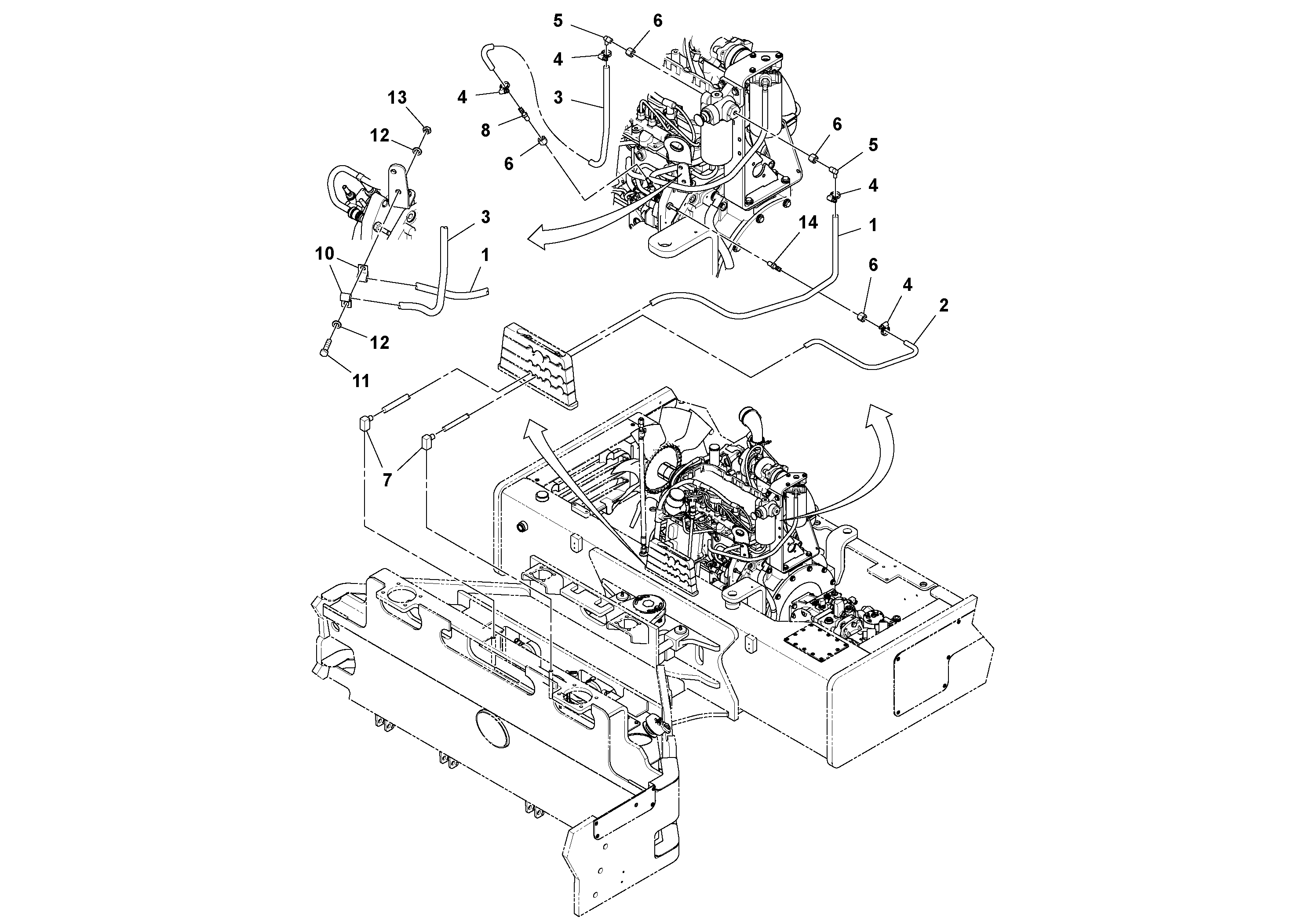 Схема запчастей Volvo DD112HF/DD118HF/HA/HFA S/N 197518 - - 873 Fuel Line Installation 