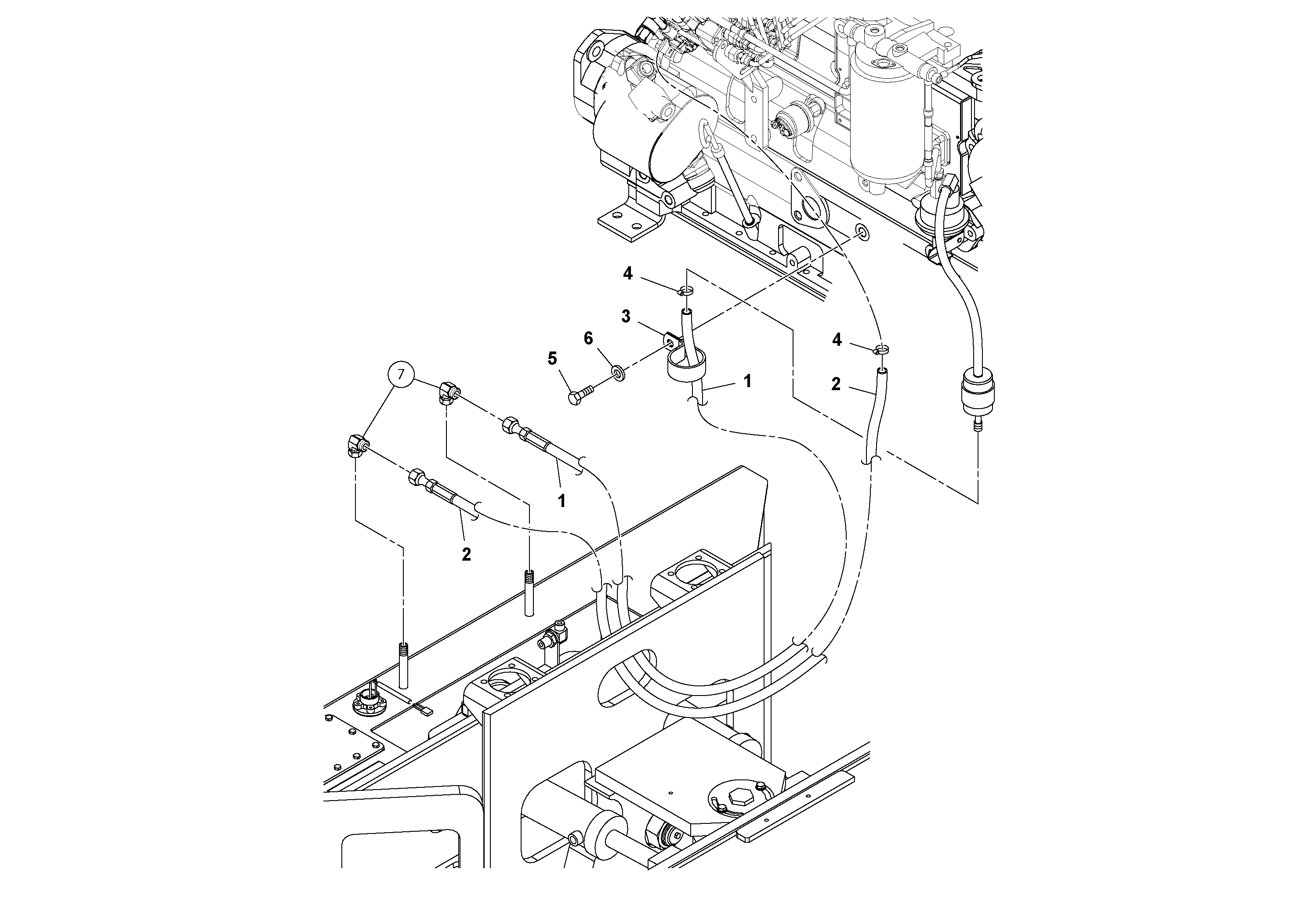 Схема запчастей Volvo DD112HF/DD118HF/HA/HFA S/N 197518 - - 890 Fuel Line Installation 