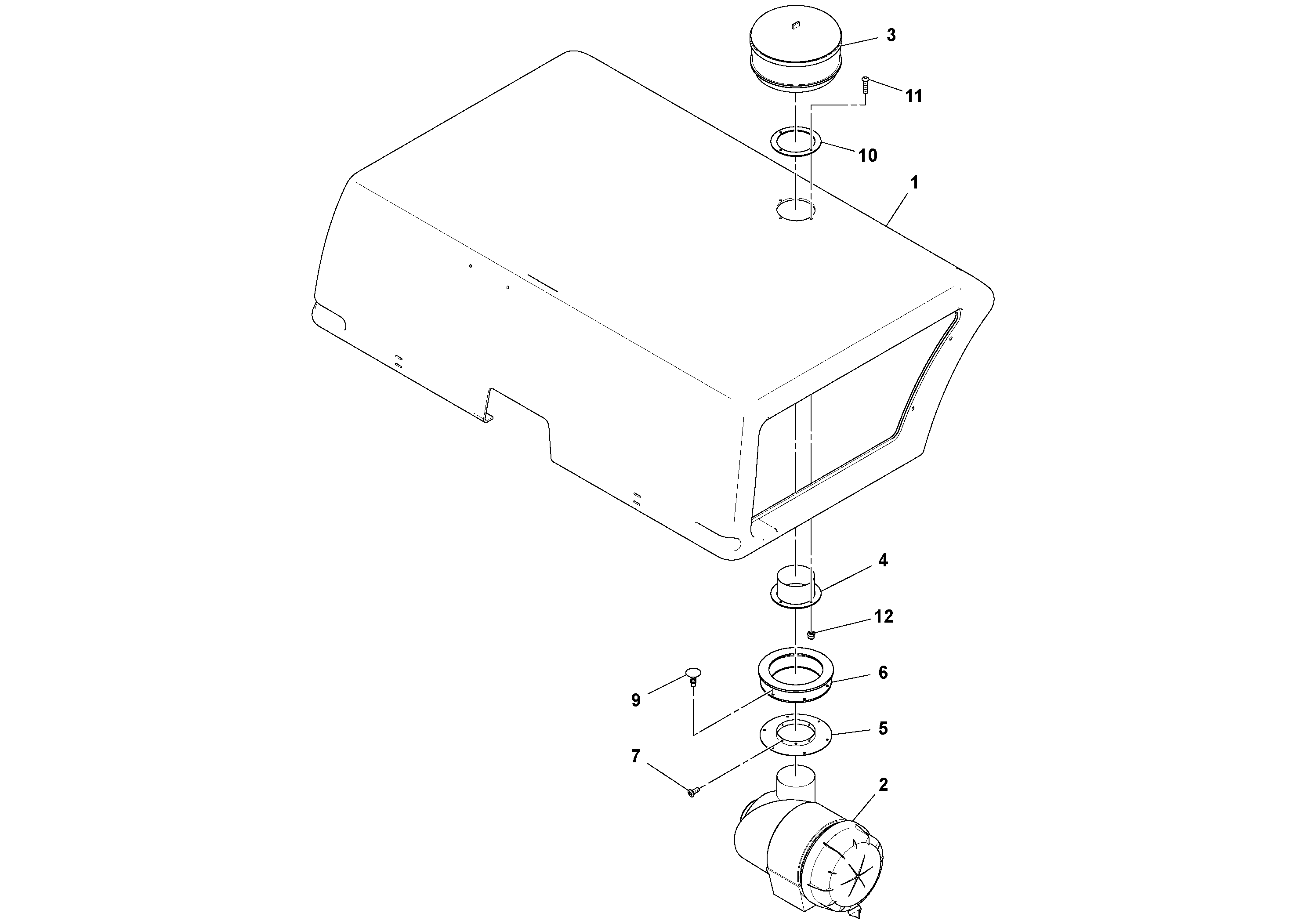 Схема запчастей Volvo DD112HF/DD118HF/HA/HFA S/N 197518 - - 57370 Pre-cleaner Installation 
