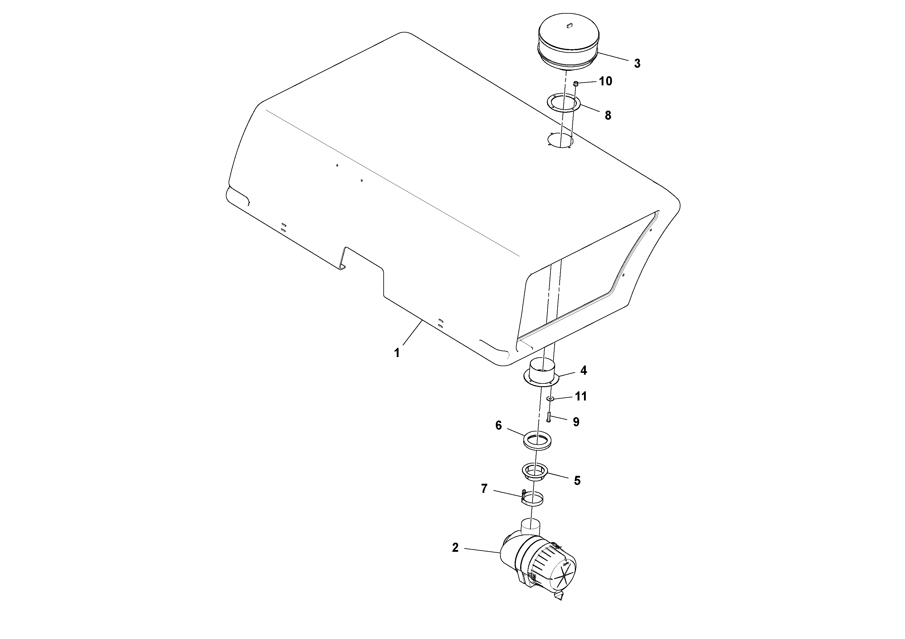 Схема запчастей Volvo DD112HF/DD118HF/HA/HFA S/N 197518 - - 893 Pre-cleaner Installation 