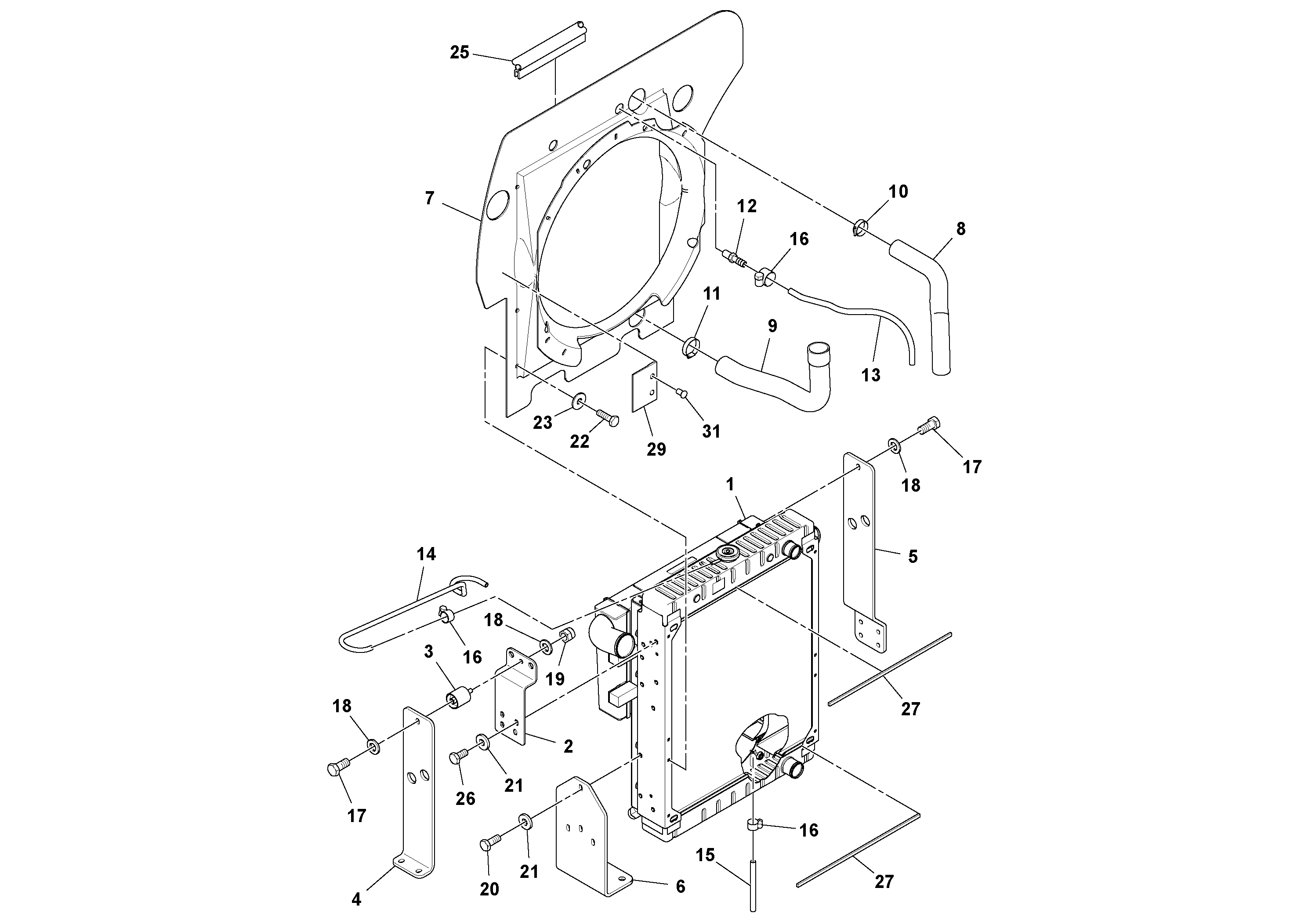 Схема запчастей Volvo DD112HF/DD118HF/HA/HFA S/N 197518 - - 101029 Cooling Package Assembly 