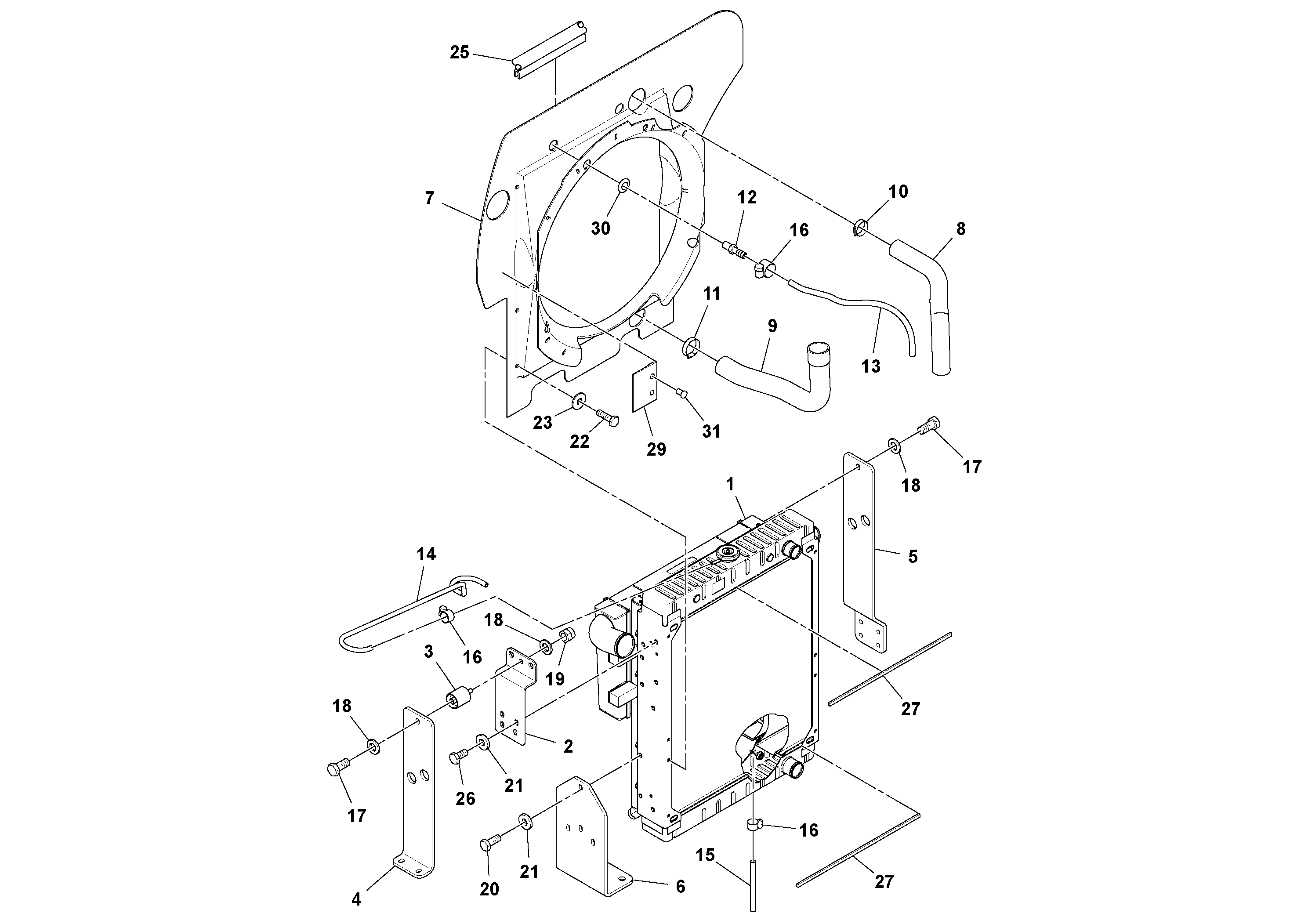 Схема запчастей Volvo DD112HF/DD118HF/HA/HFA S/N 197518 - - 106680 Cooling Package Assembly 