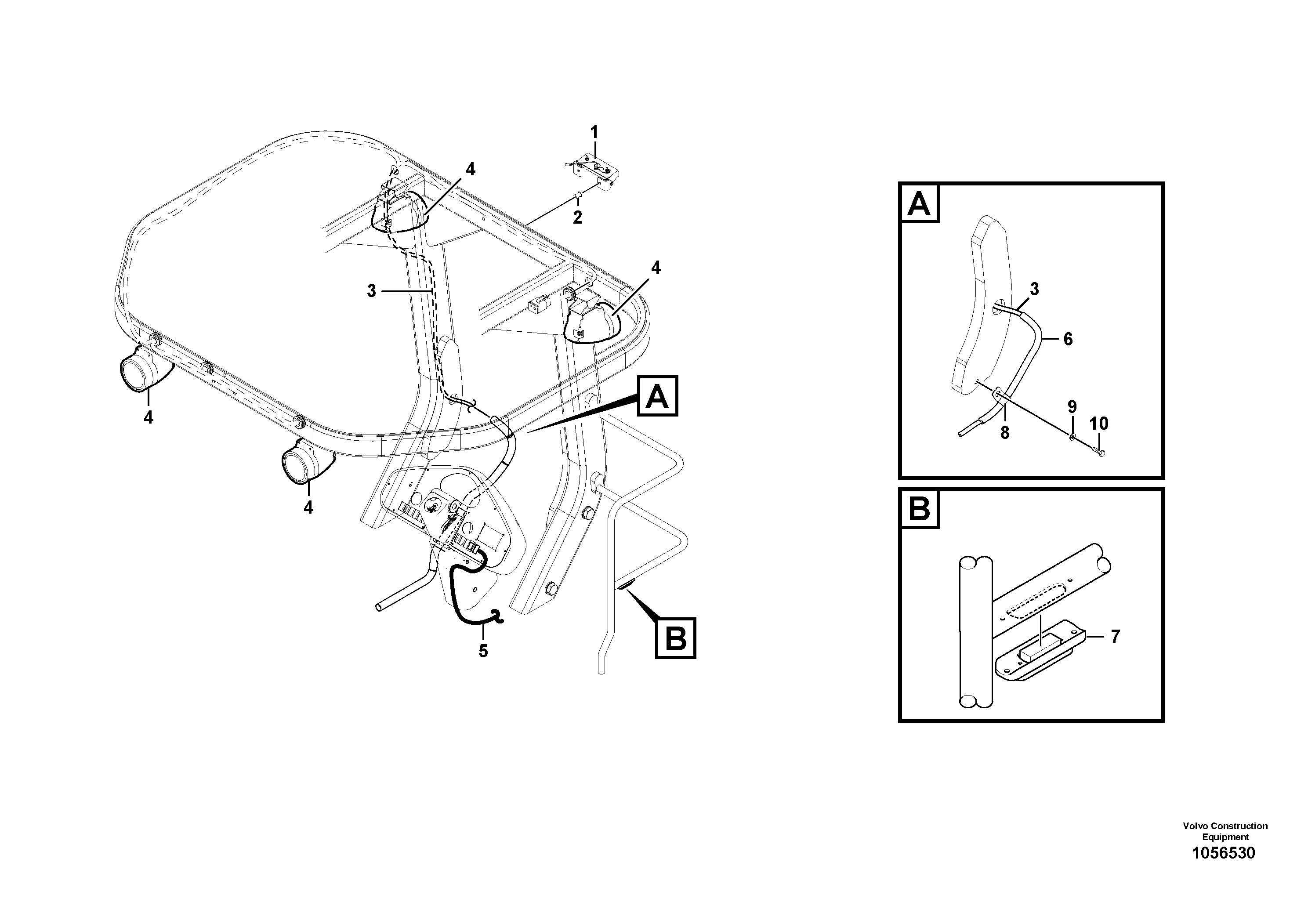 Схема запчастей Volvo DD112HF/DD118HF/HA/HFA S/N 197518 - - 67986 Work light Installation 