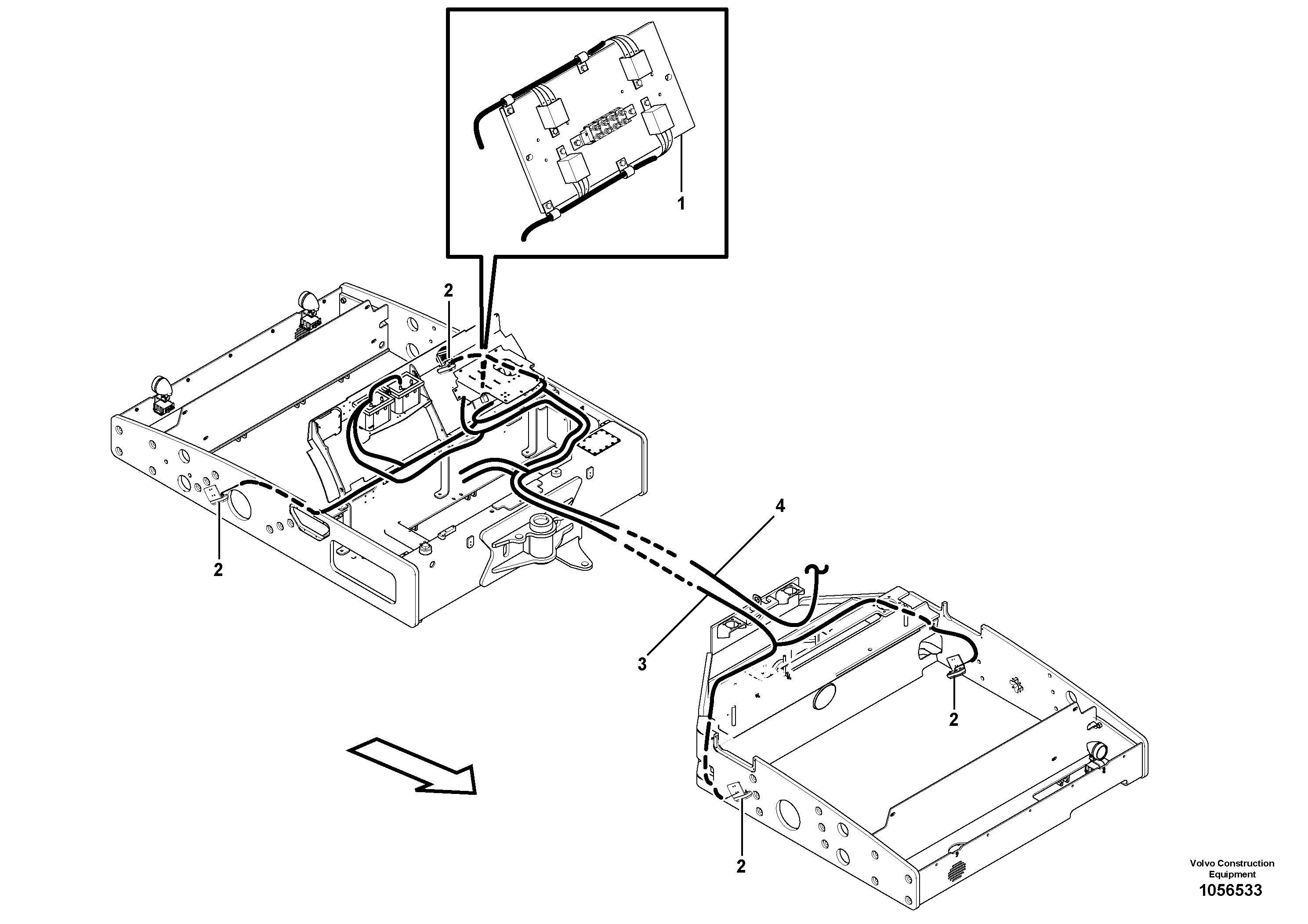 Схема запчастей Volvo DD112HF/DD118HF/HA/HFA S/N 197518 - - 69830 Work light Installation 
