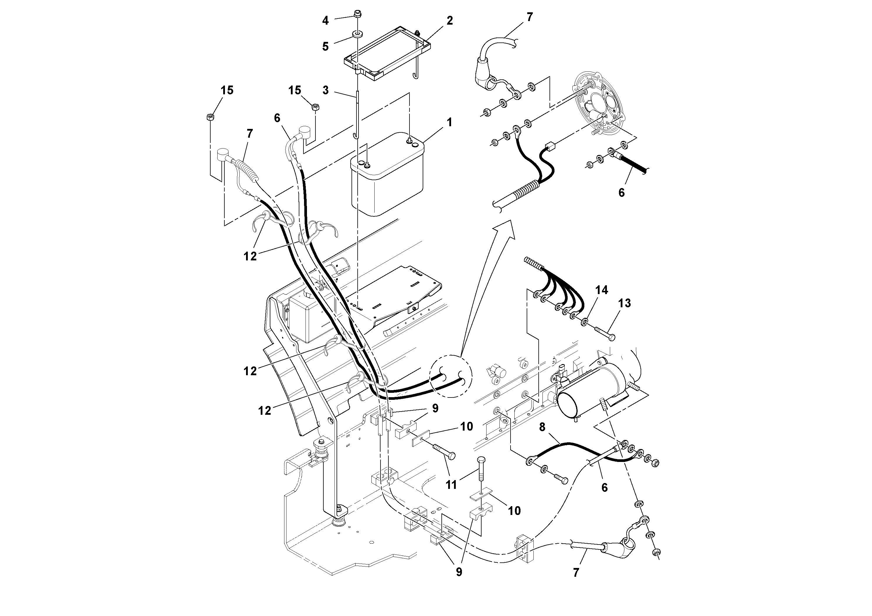 Схема запчастей Volvo DD112HF/DD118HF/HA/HFA S/N 197518 - - 102620 Battery installation 