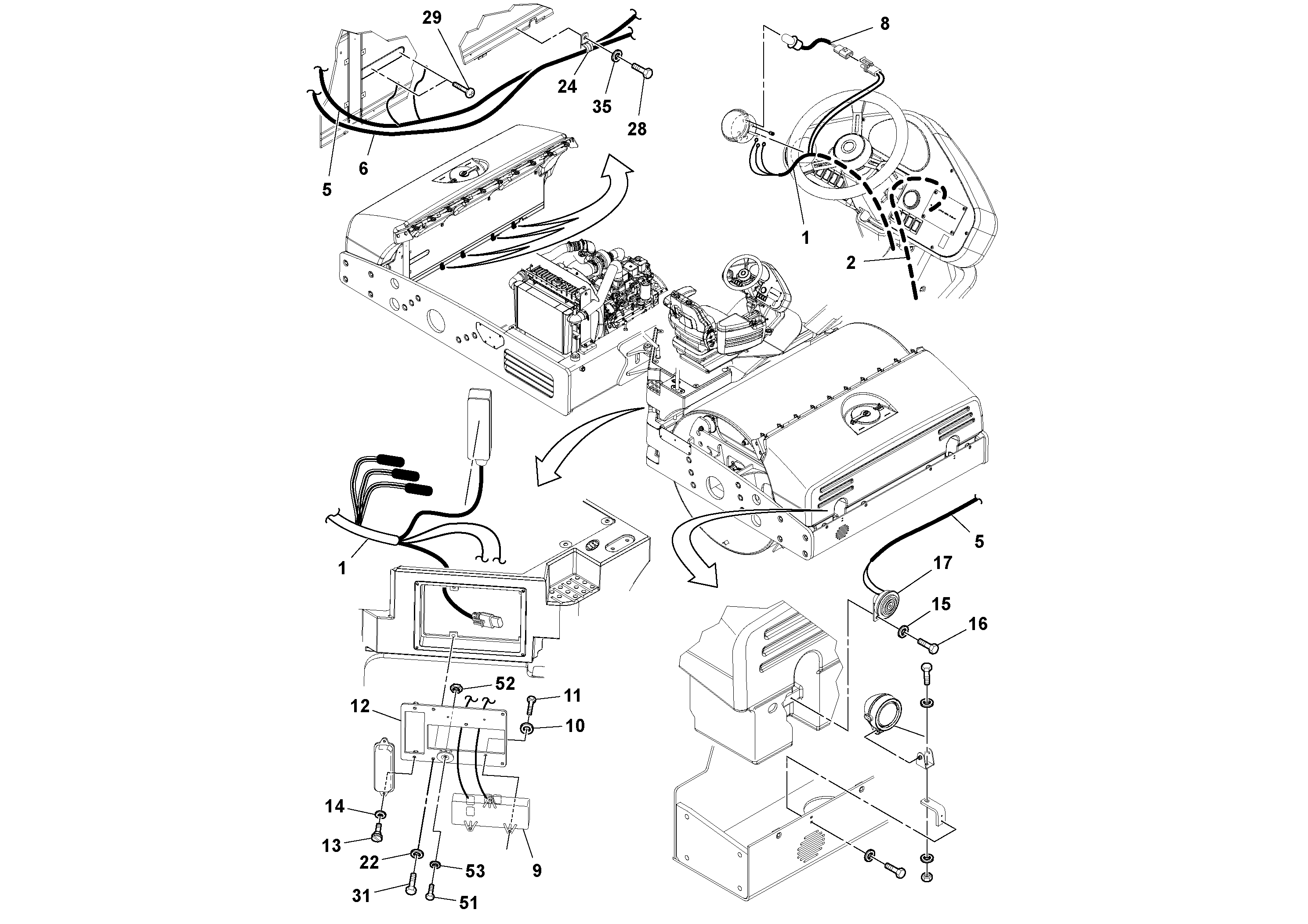 Схема запчастей Volvo DD132HF/DD138HF/HA/HFA S/N 197527- - 52067 Electrical 
