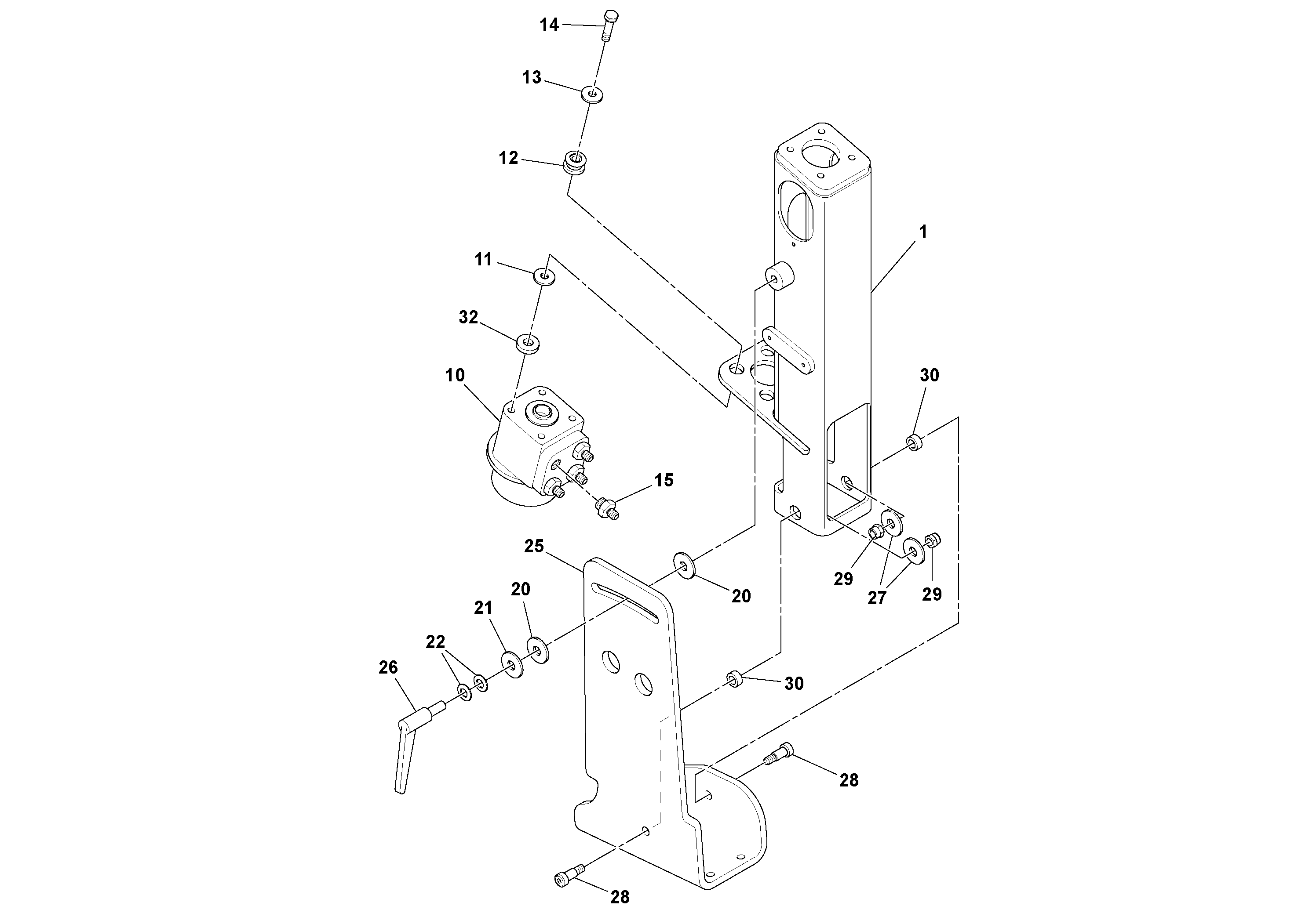 Схема запчастей Volvo DD132HF/DD138HF/HA/HFA S/N 197527- - 10044 Pedestal Assembly 