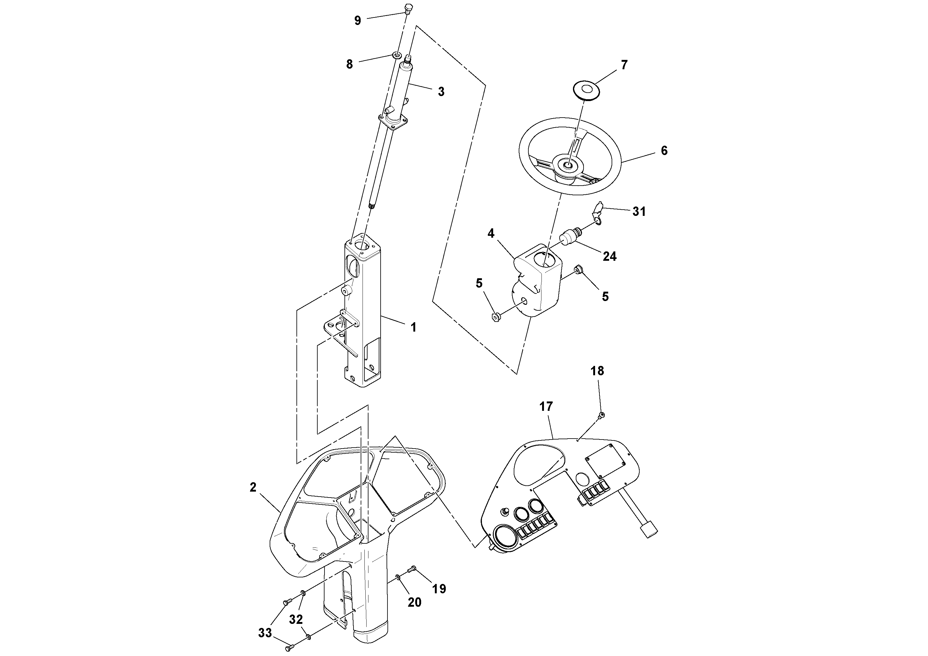 Схема запчастей Volvo DD132HF/DD138HF/HA/HFA S/N 197527- - 29792 Pedestal Assembly 