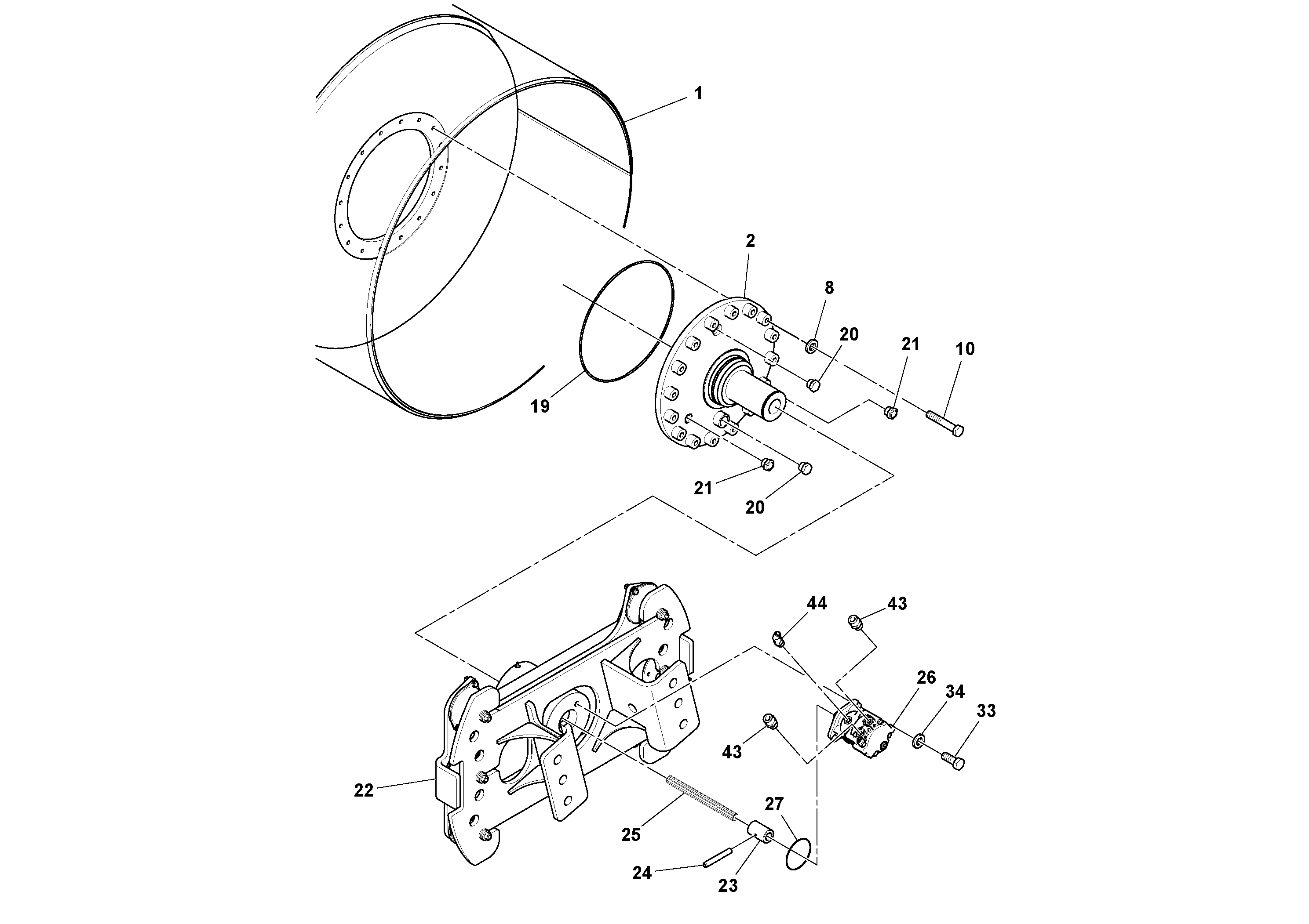 Схема запчастей Volvo DD132HF/DD138HF/HA/HFA S/N 197527- - 102597 Drum Assembly 