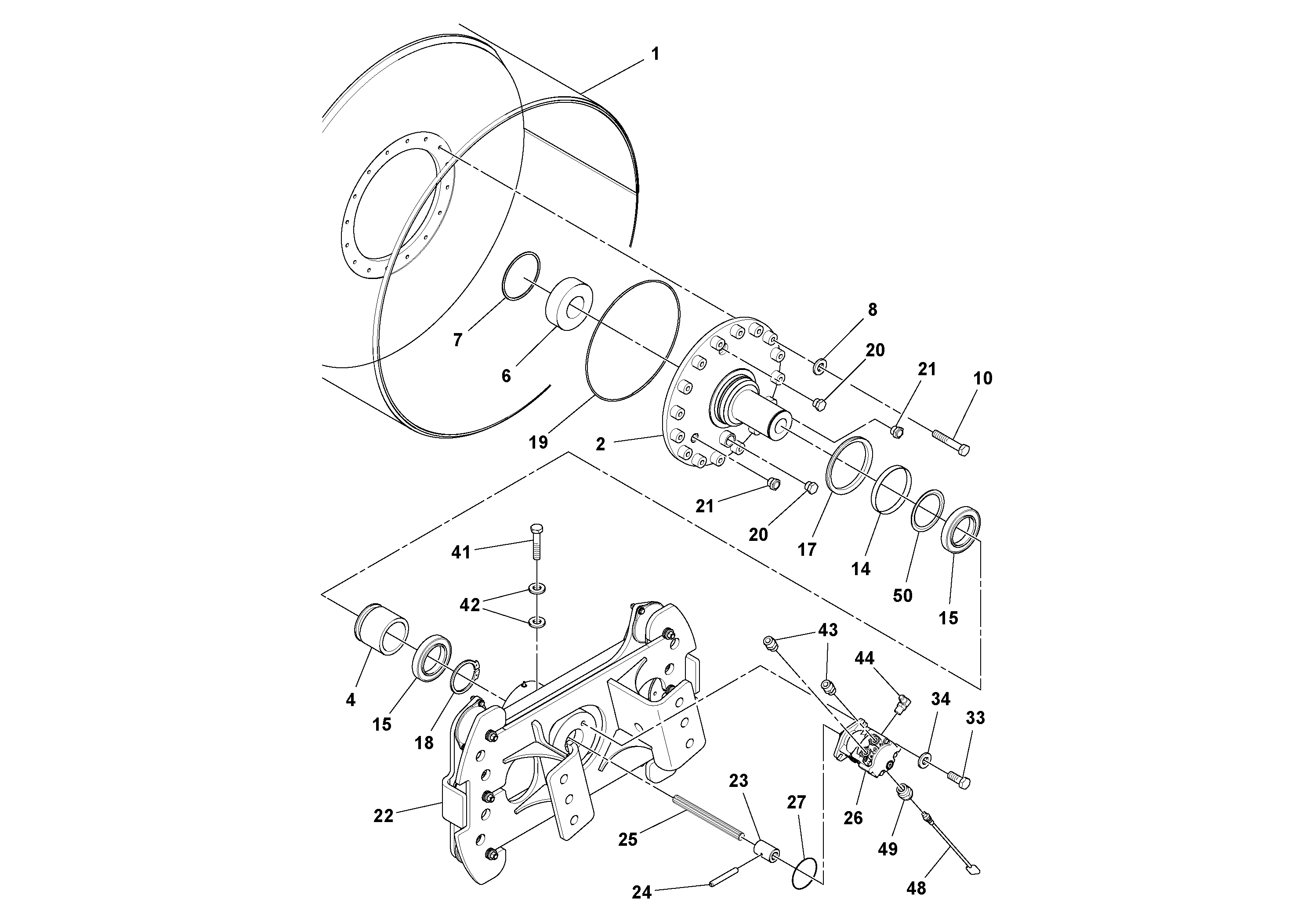 Схема запчастей Volvo DD132HF/DD138HF/HA/HFA S/N 197527- - 106698 Drum Assembly 