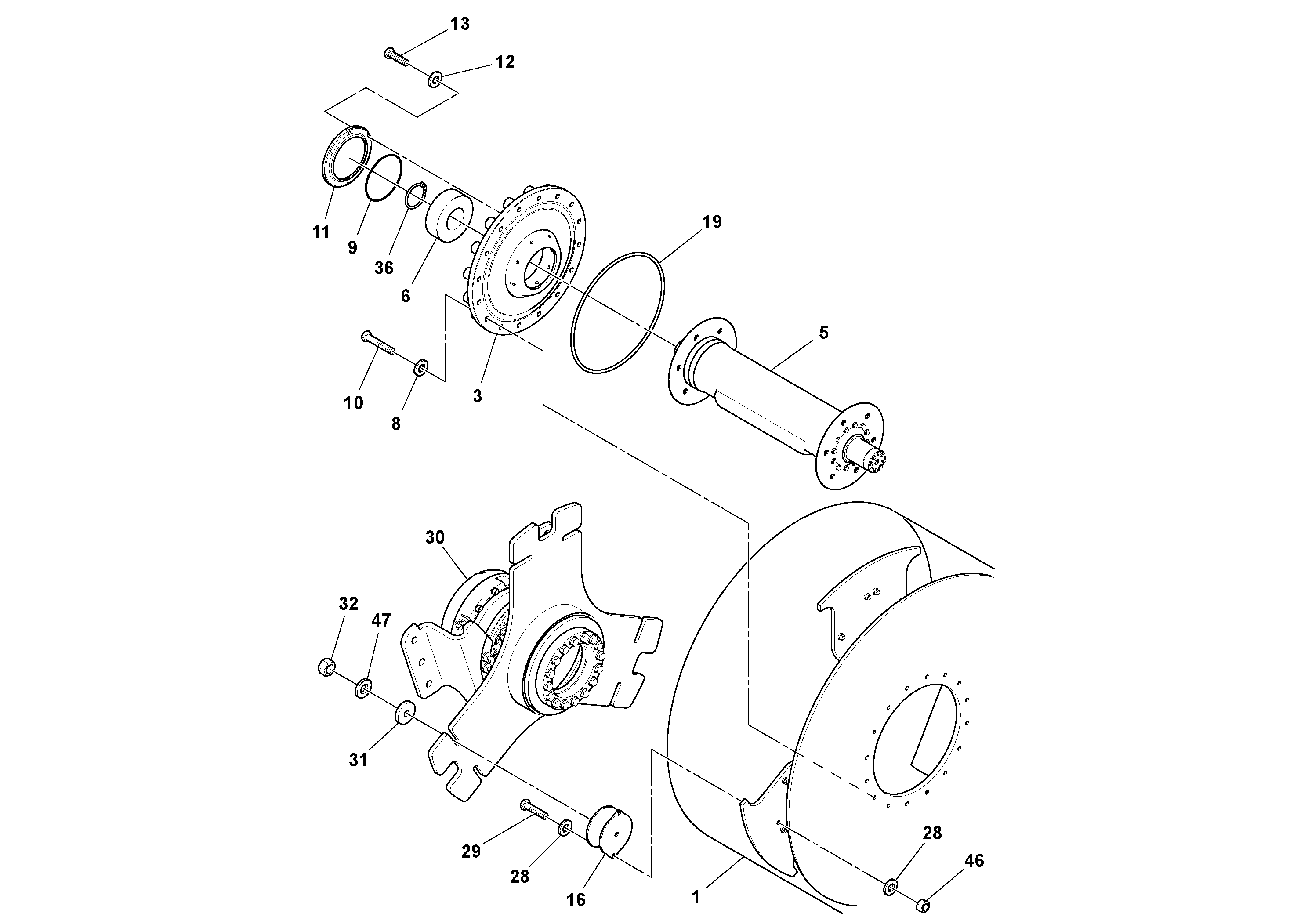 Схема запчастей Volvo DD132HF/DD138HF/HA/HFA S/N 197527- - 42807 Drum Assembly 