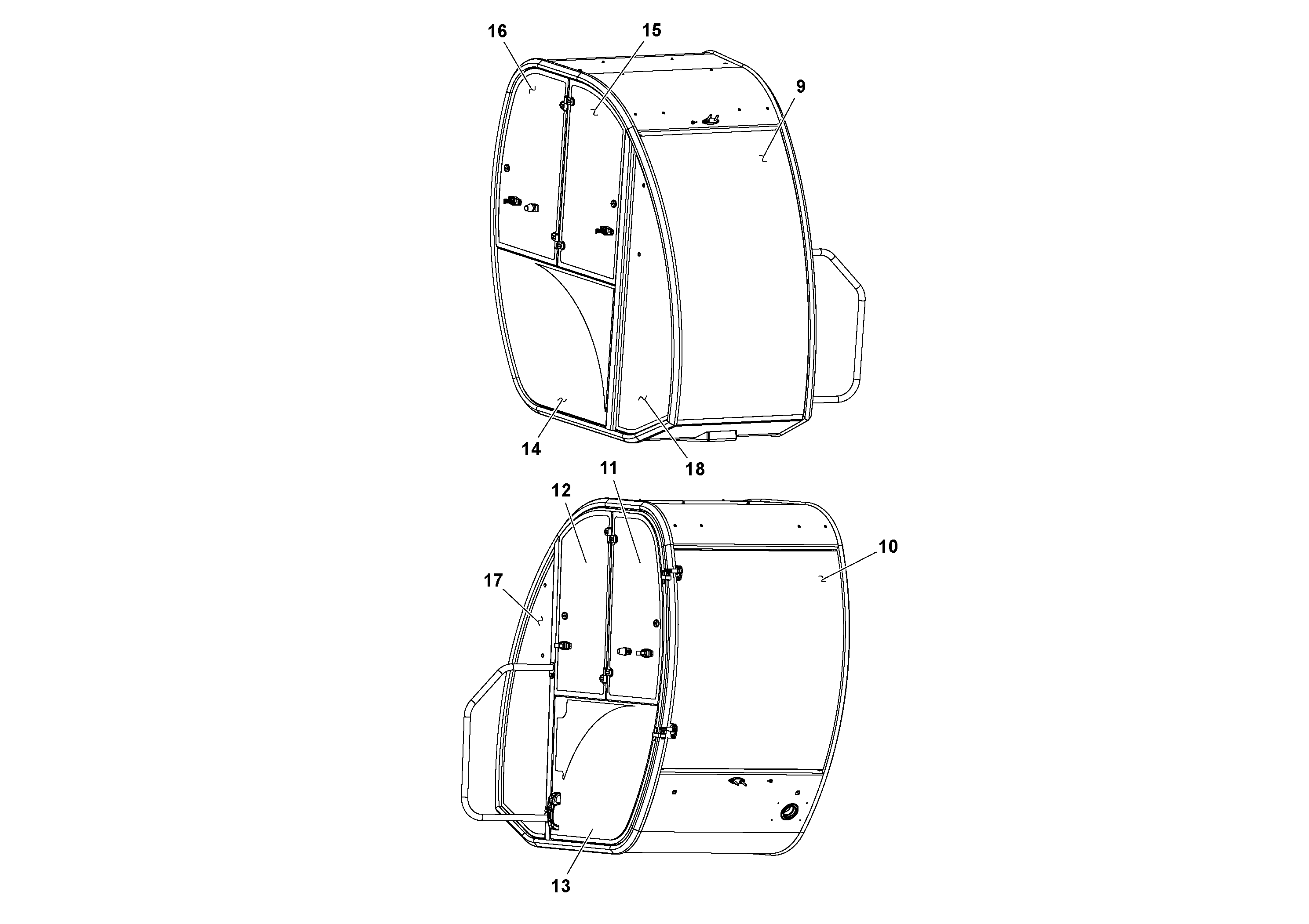 Схема запчастей Volvo DD132HF/DD138HF/HA/HFA S/N 197527- - 19589 Enclosed cab (optional) 