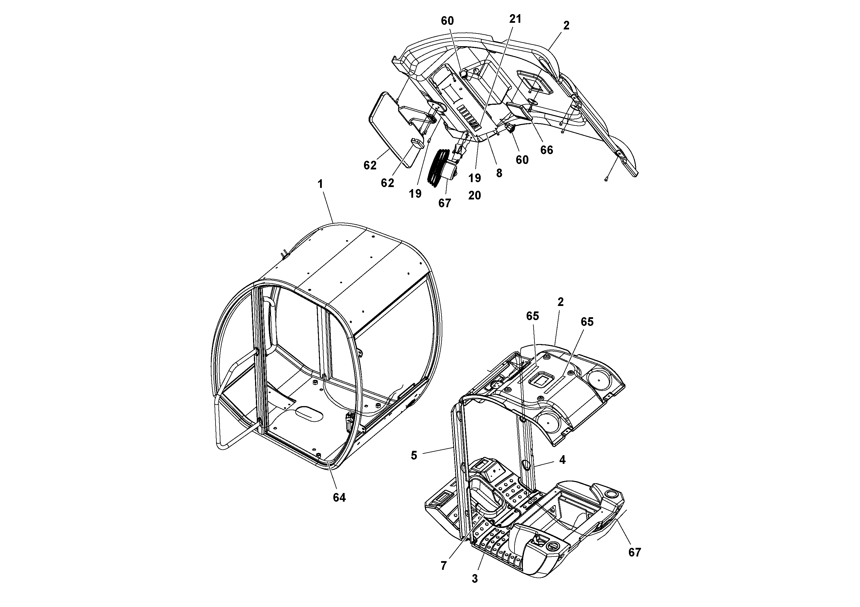 Схема запчастей Volvo DD132HF/DD138HF/HA/HFA S/N 197527- - 19854 Enclosed cab (optional) 