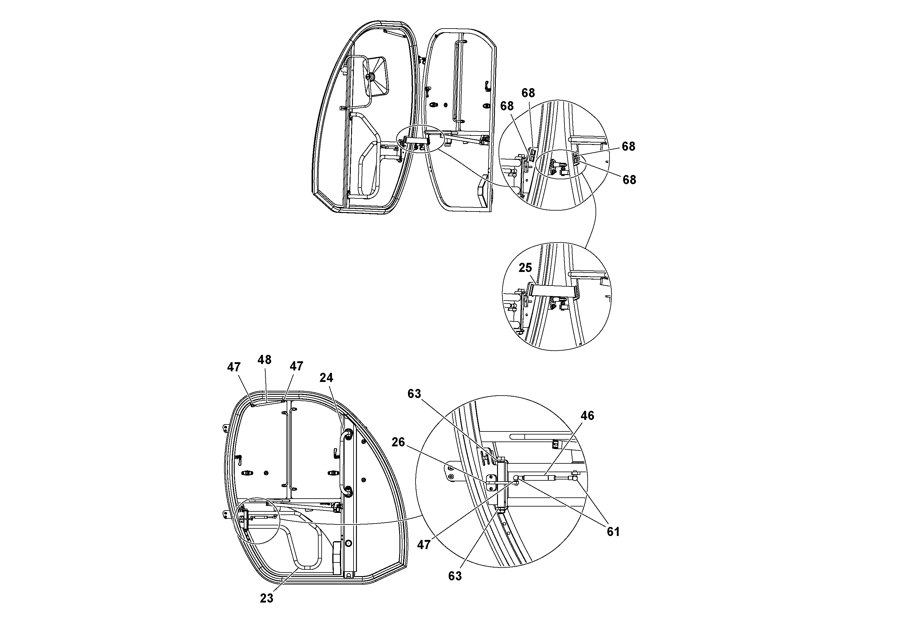Схема запчастей Volvo DD132HF/DD138HF/HA/HFA S/N 197527- - 19861 Enclosed cab (optional) 