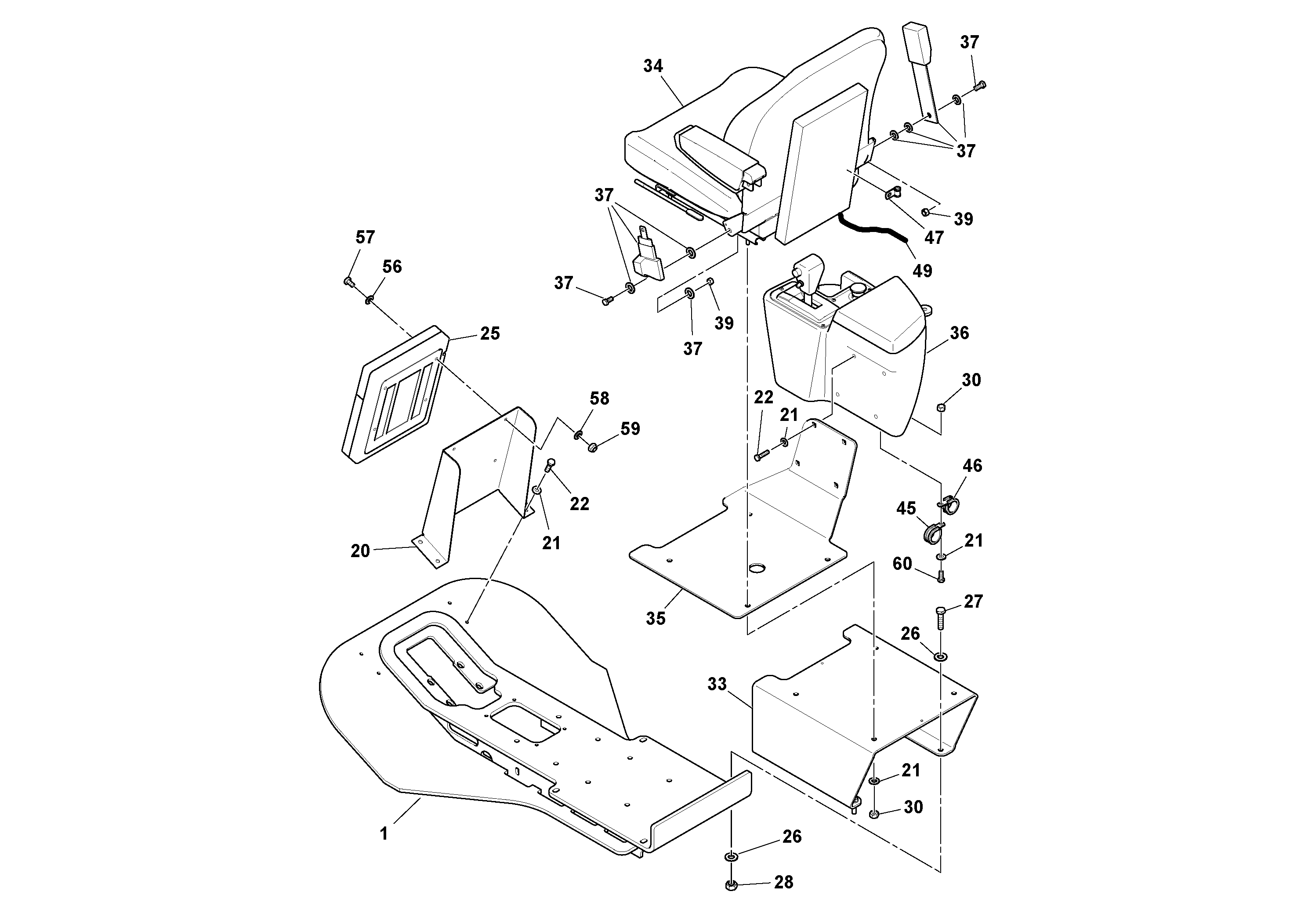 Схема запчастей Volvo DD132HF/DD138HF/HA/HFA S/N 197527- - 27258 Operators Platform Assembly 