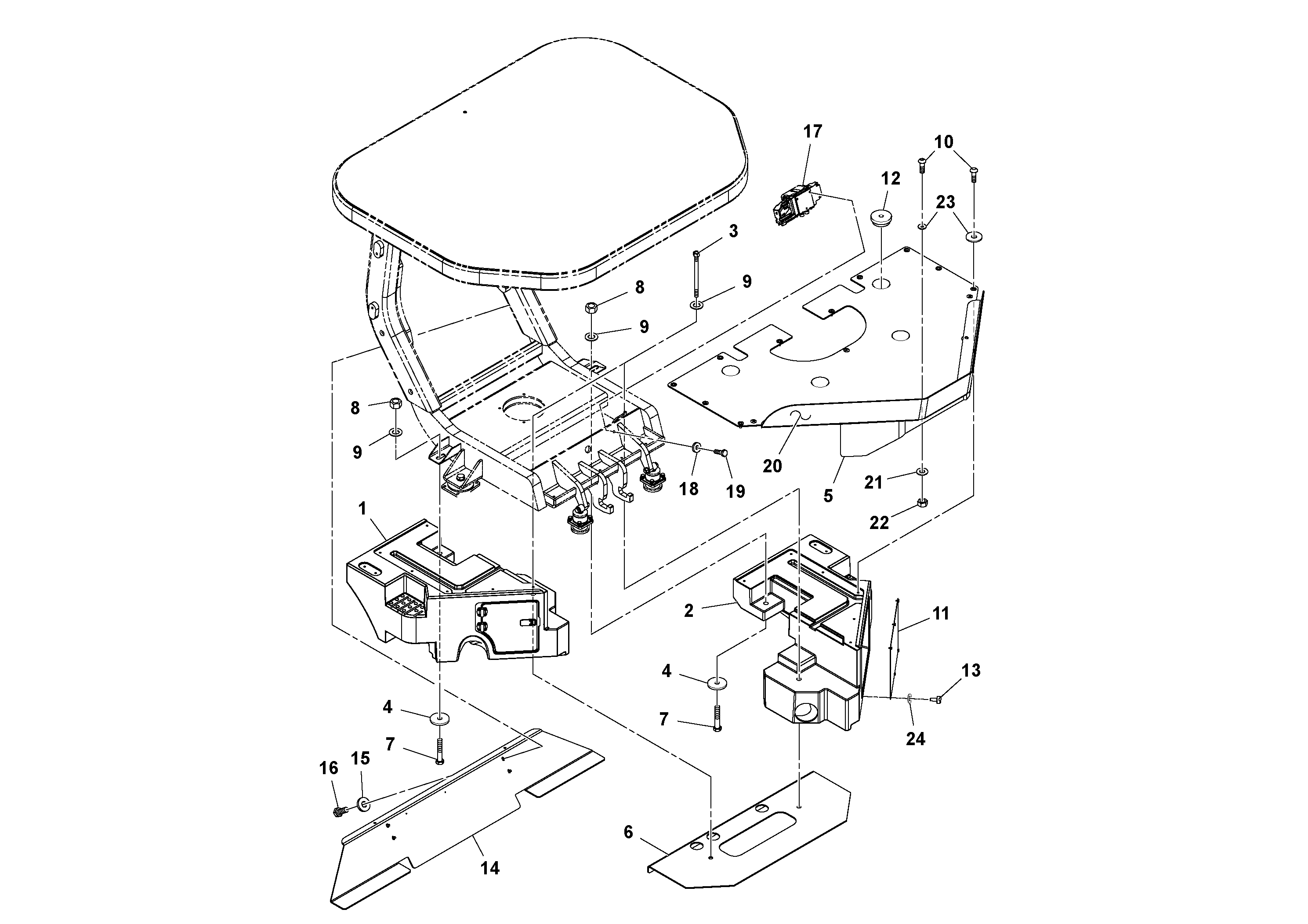 Схема запчастей Volvo DD132HF/DD138HF/HA/HFA S/N 197527- - 33003 Deck Installation 