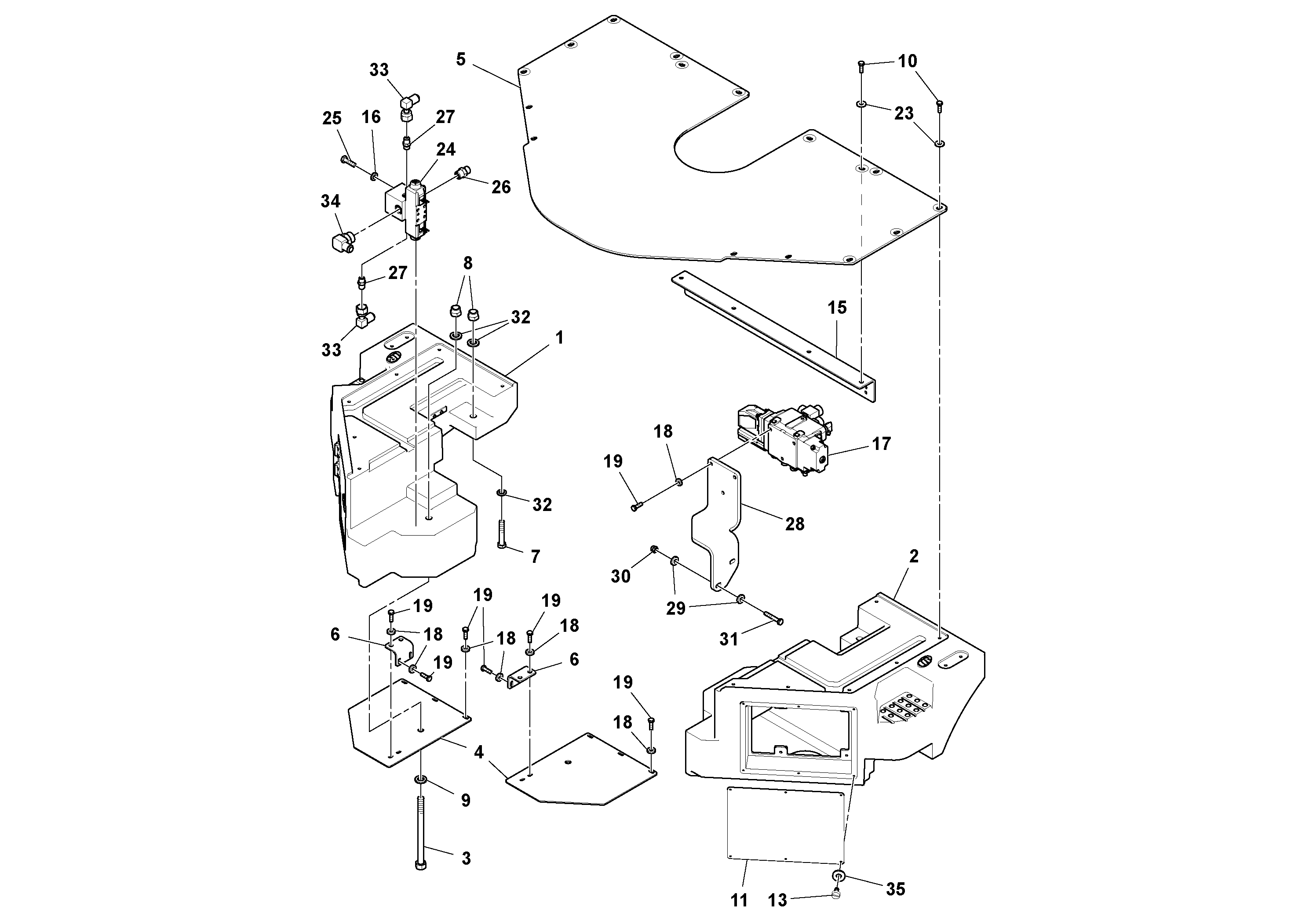 Схема запчастей Volvo DD132HF/DD138HF/HA/HFA S/N 197527- - 41009 Deck Installation 