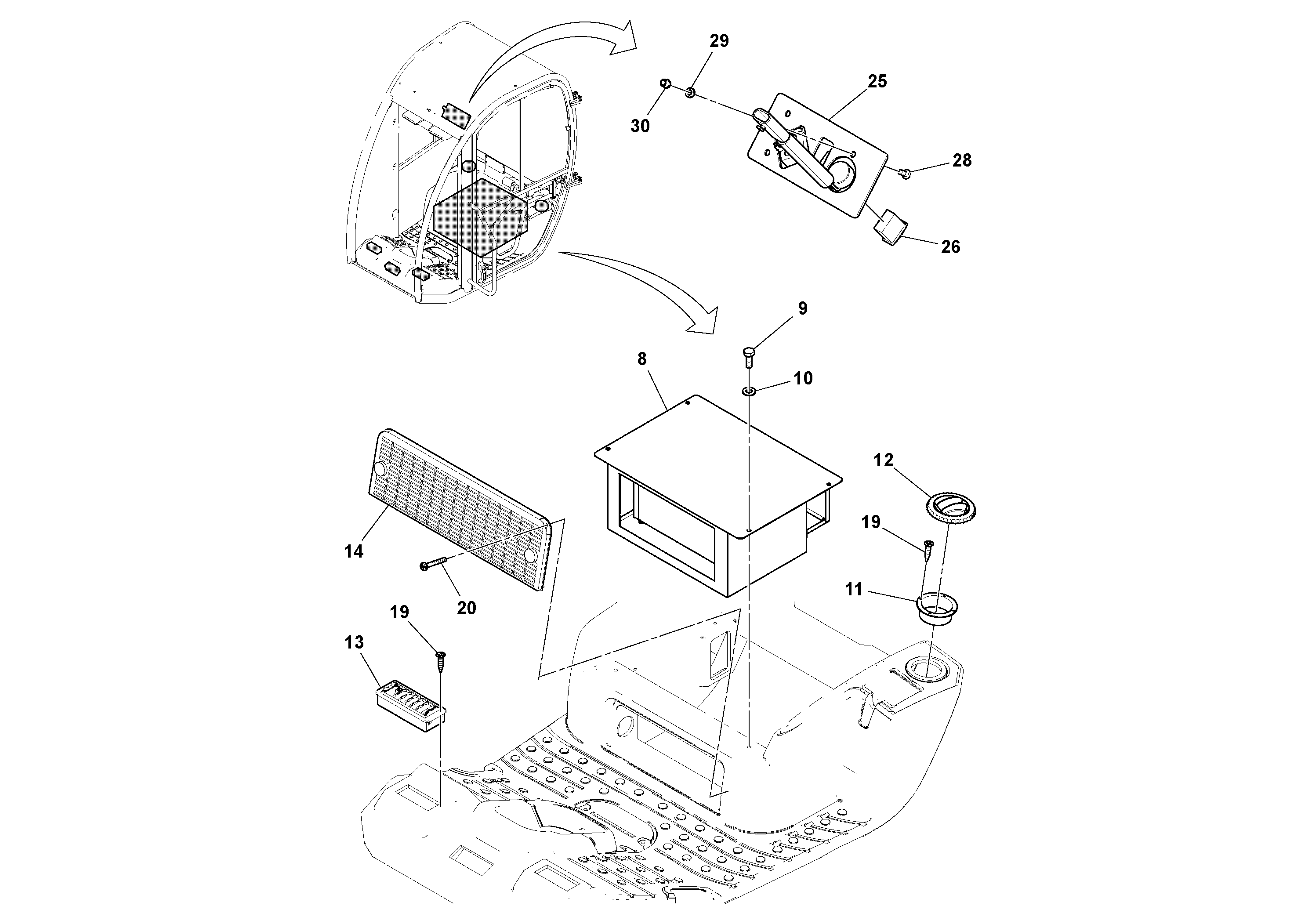 Схема запчастей Volvo DD132HF/DD138HF/HA/HFA S/N 197527- - 81541 Heater Installation 