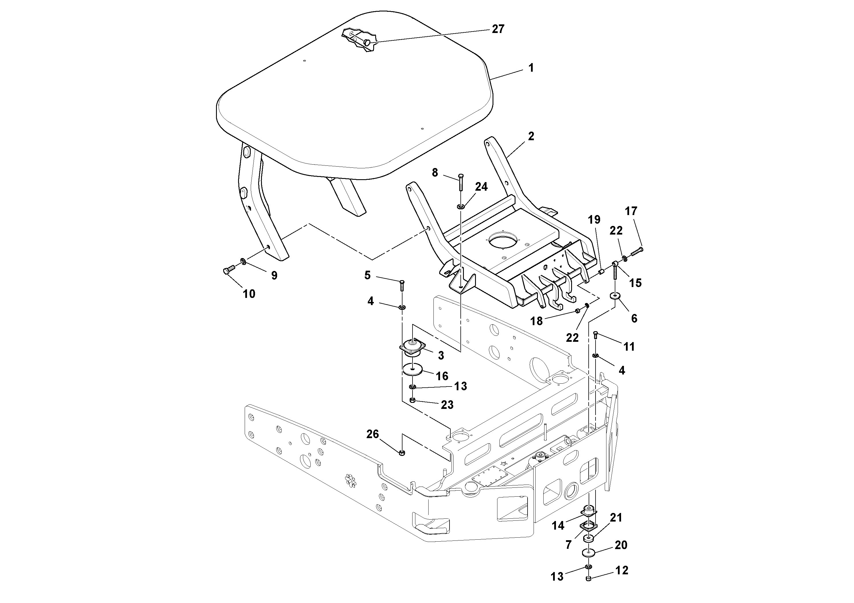 Схема запчастей Volvo DD132HF/DD138HF/HA/HFA S/N 197527- - 106702 ROPS/FOPS and Seat Installation 